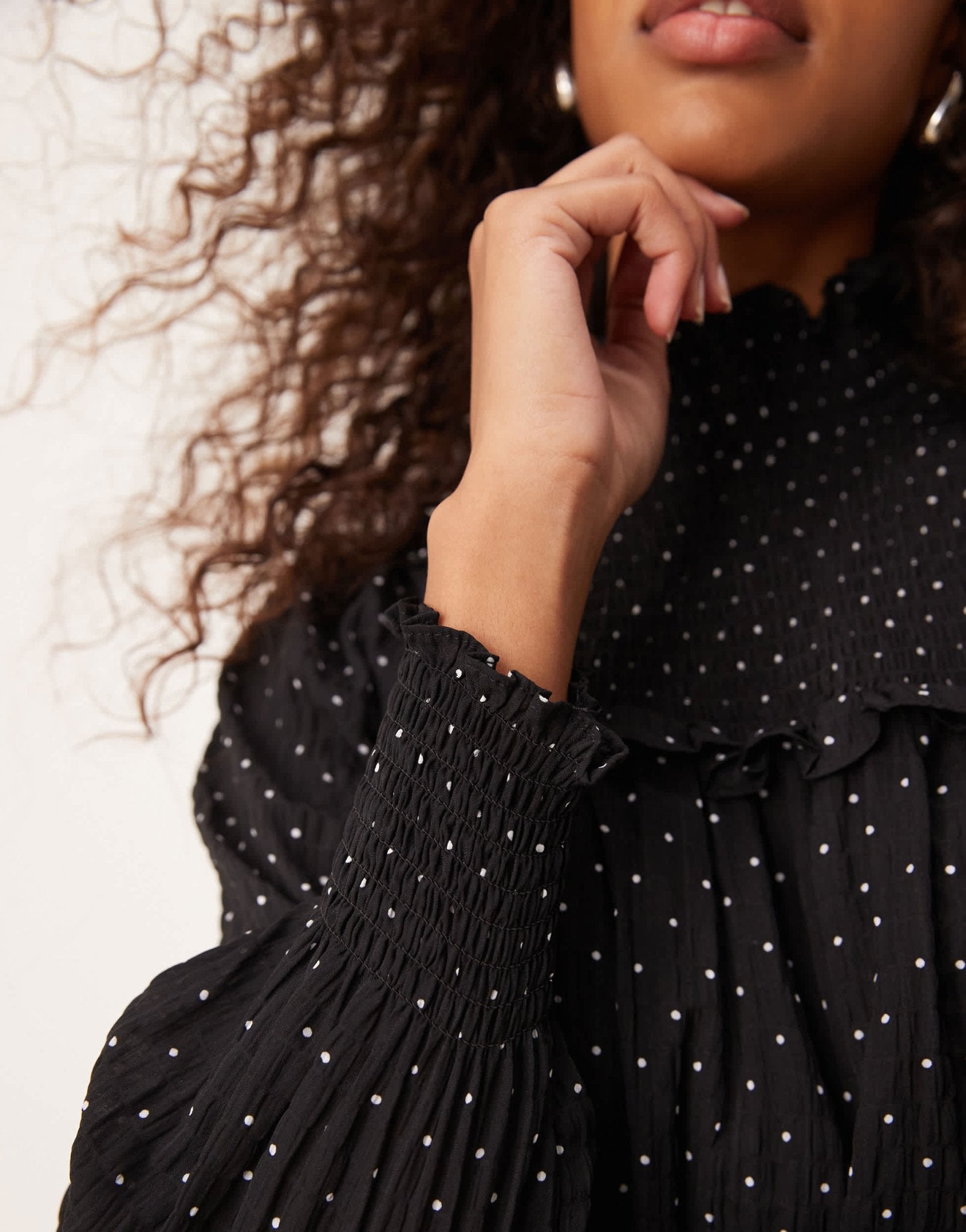 Glamorous smock ruffle high neck mini dress in polka dot - ASOS Sample Sale