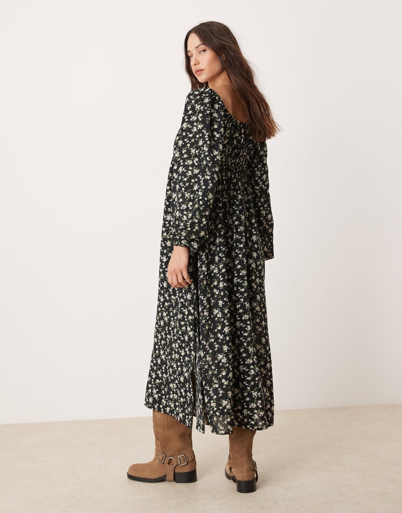 Glamorous tie front volume sleeve maxi dress in romantic boho floral - ASOS Sample Sale