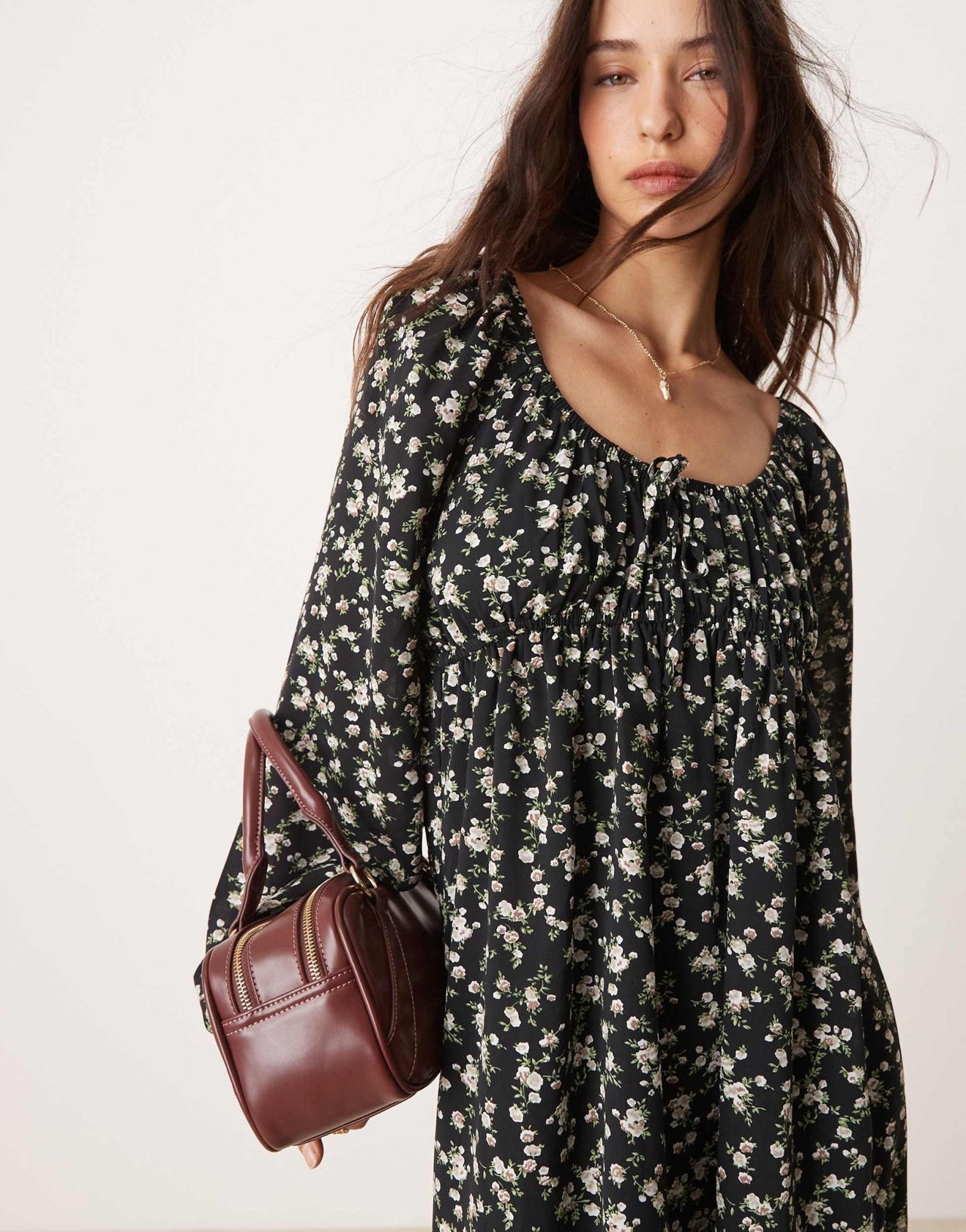 Glamorous tie front volume sleeve maxi dress in romantic boho floral - ASOS Sample Sale