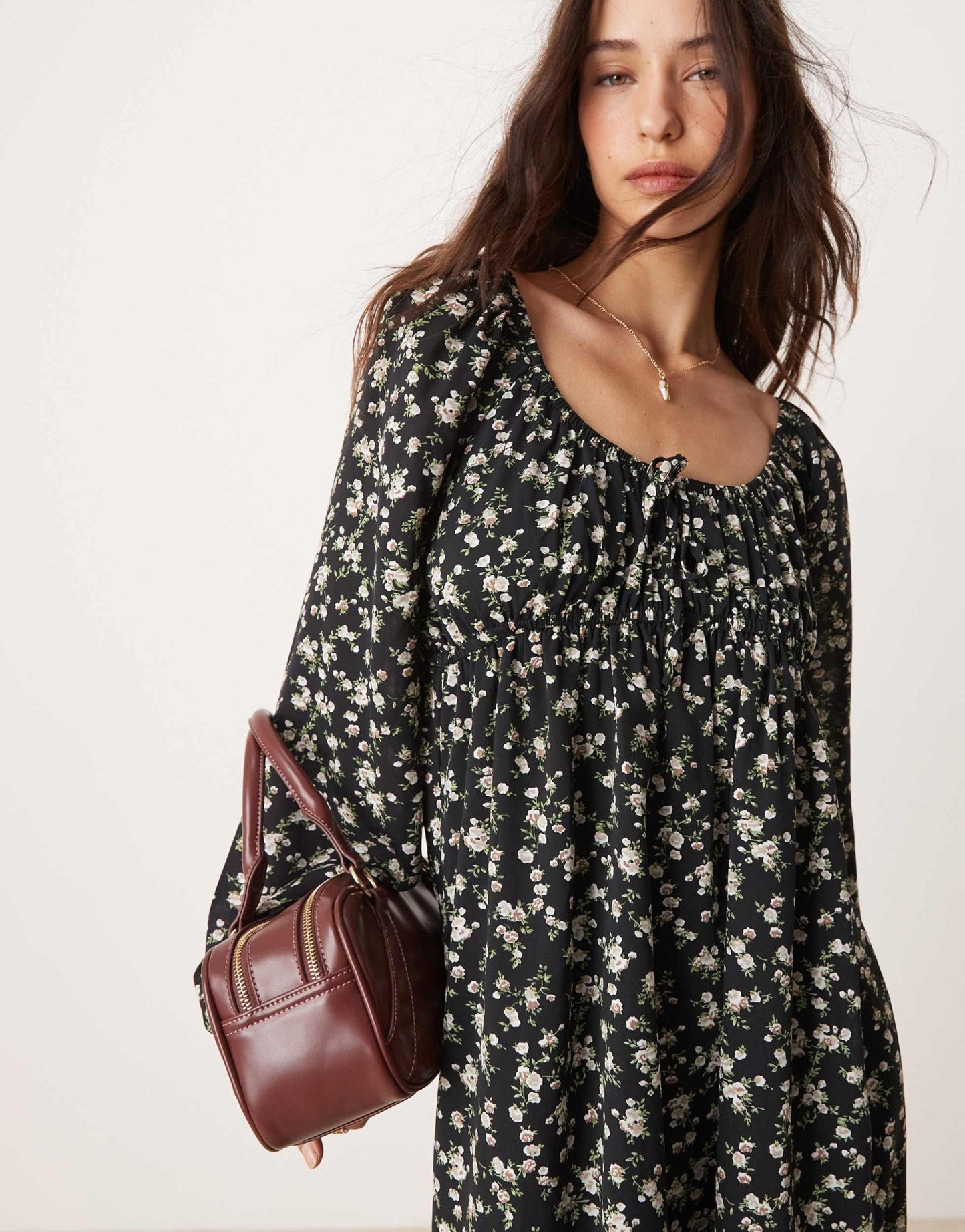 Glamorous tie front volume sleeve maxi dress in romantic boho floral - ASOS Sample Sale