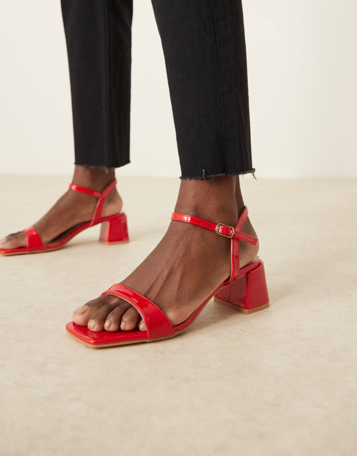 Glamorous Wide Fit low block heeled sandals in red - ASOS Sample Sale