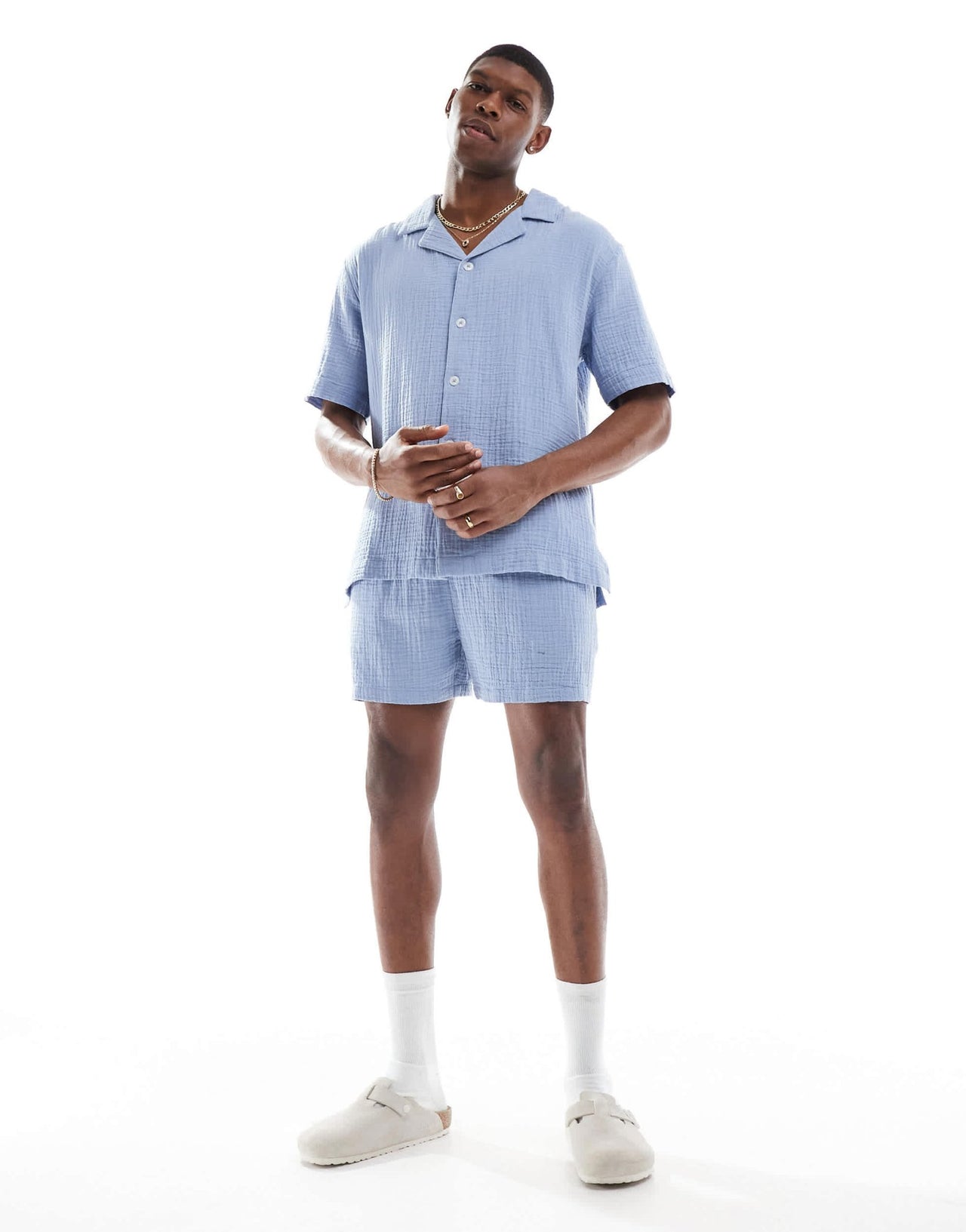 Goldsboro pocketed revere shirt in blue - ASOS Sample Sale