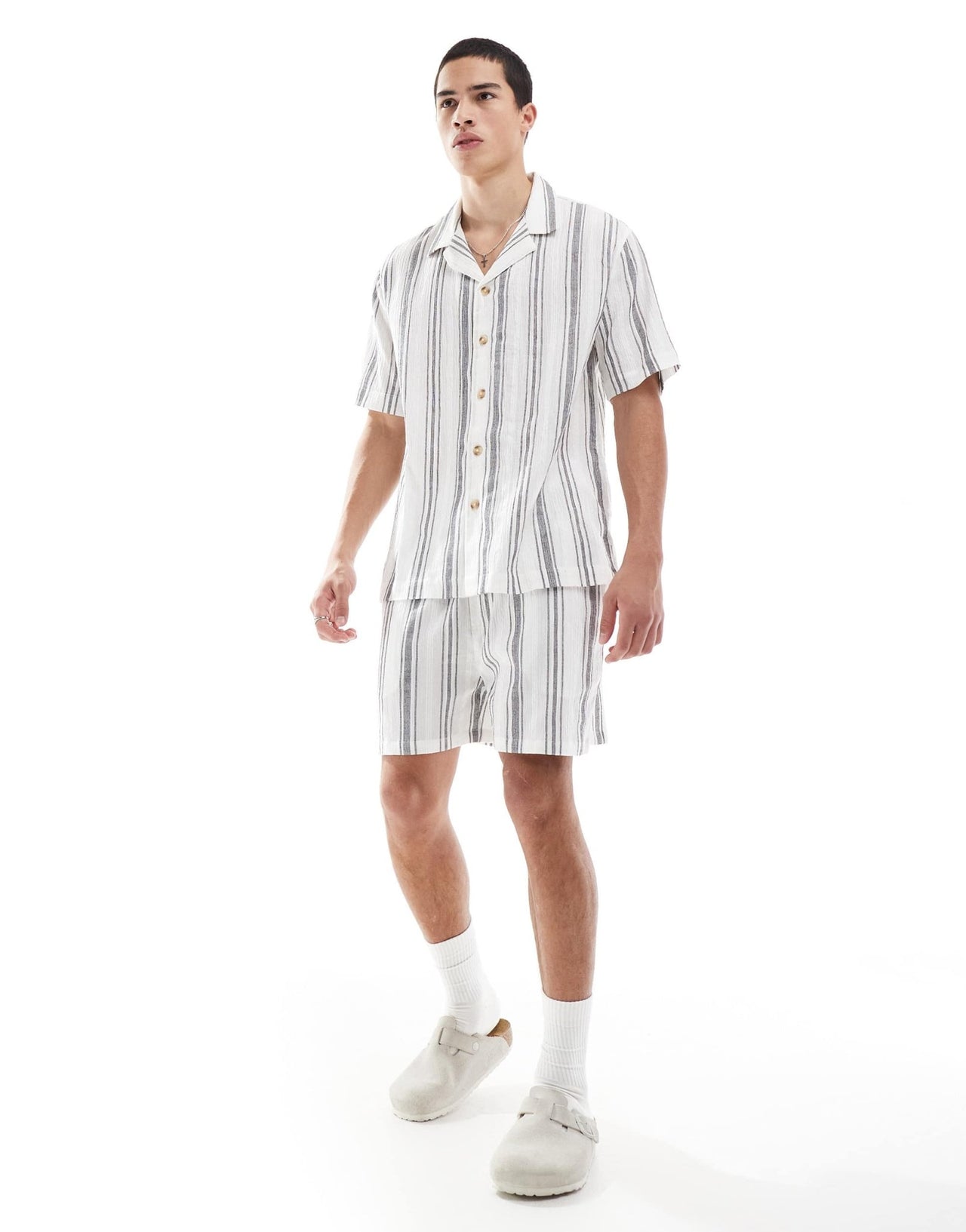 Goldsboro resort stripe shorts in white and black - ASOS Sample Sale
