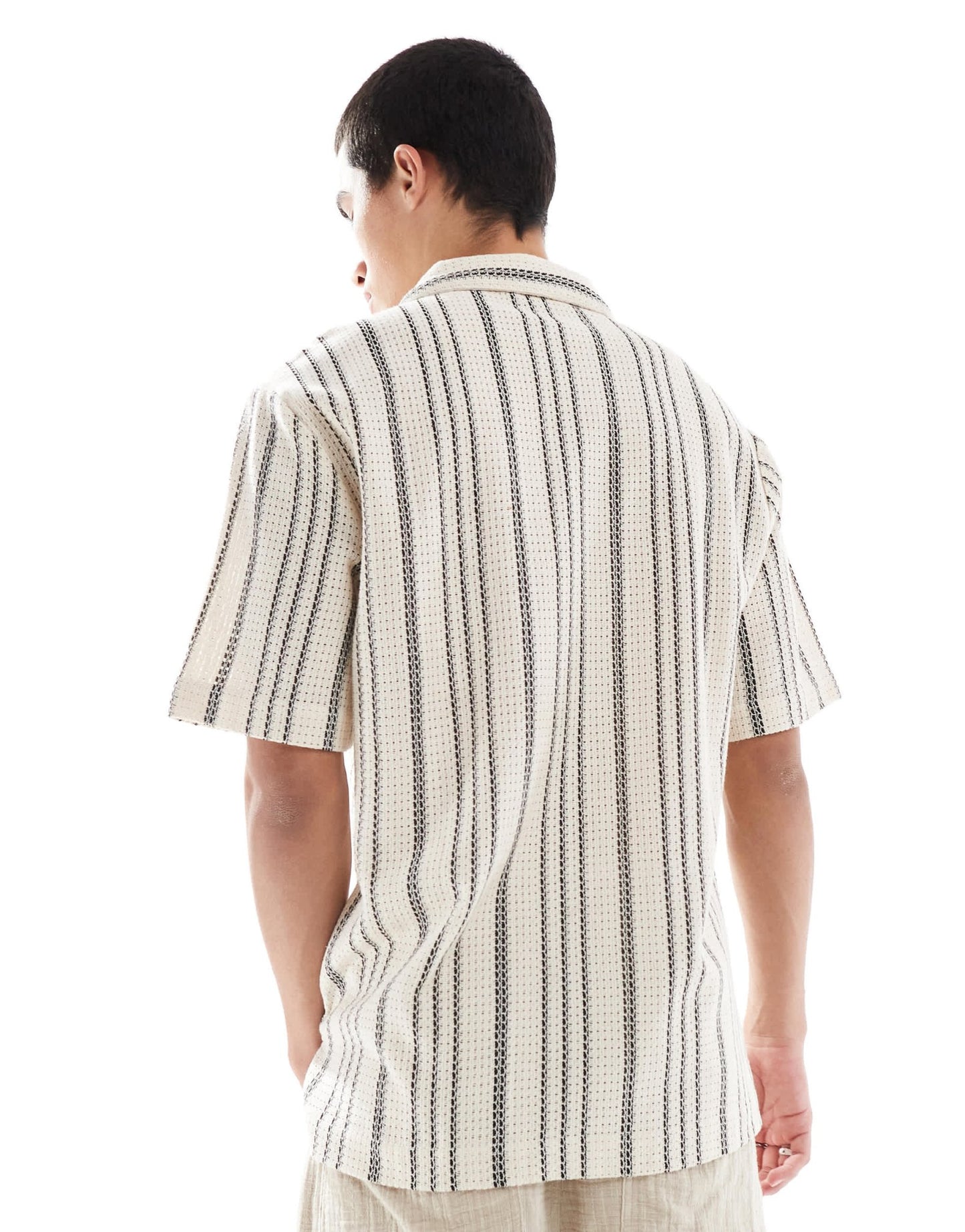Goldsboro revere textured stripe shirt in multi - ASOS Sample Sale