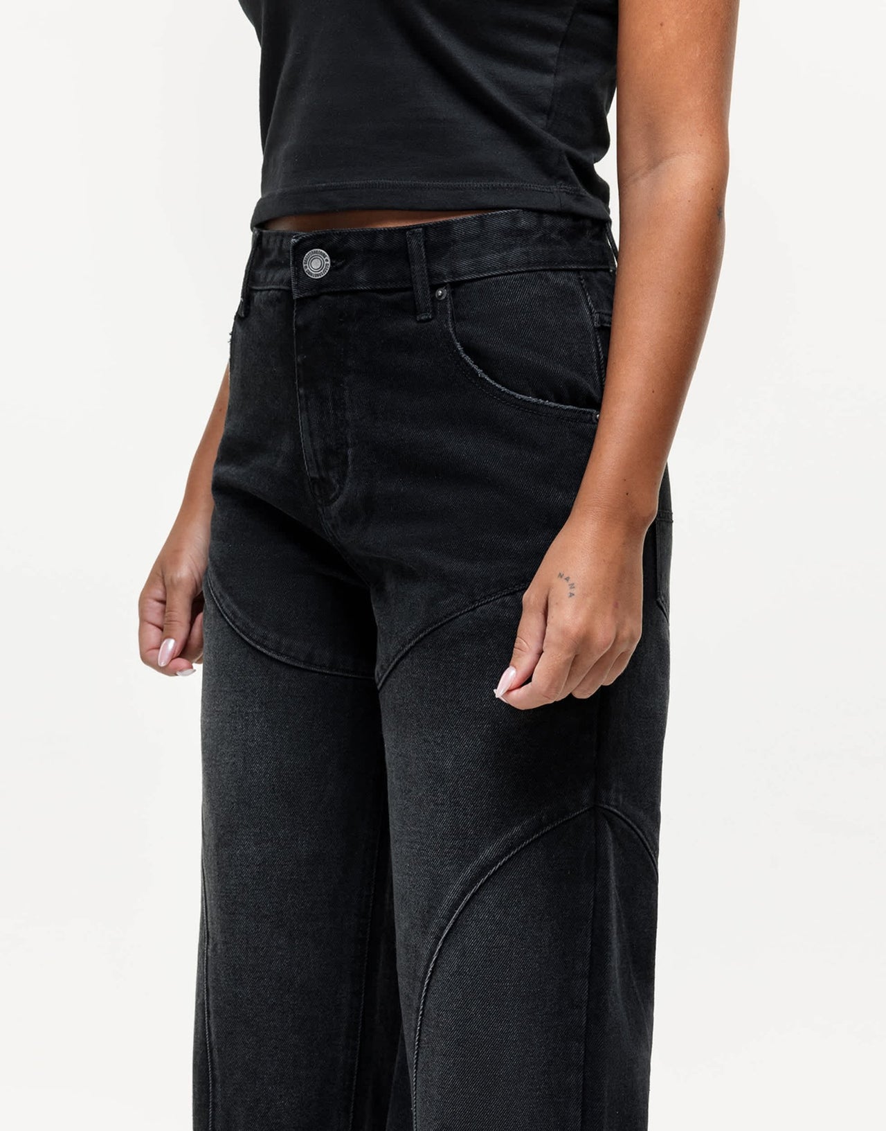 Good For Nothing baggy jeans with seam detail in black wash - ASOS Sample Sale