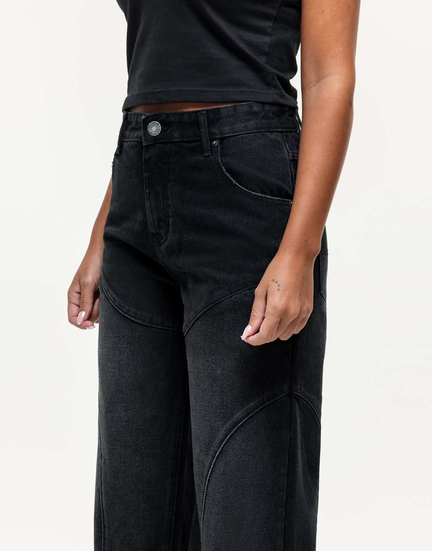 Good For Nothing baggy jeans with seam detail in black wash - ASOS Sample Sale