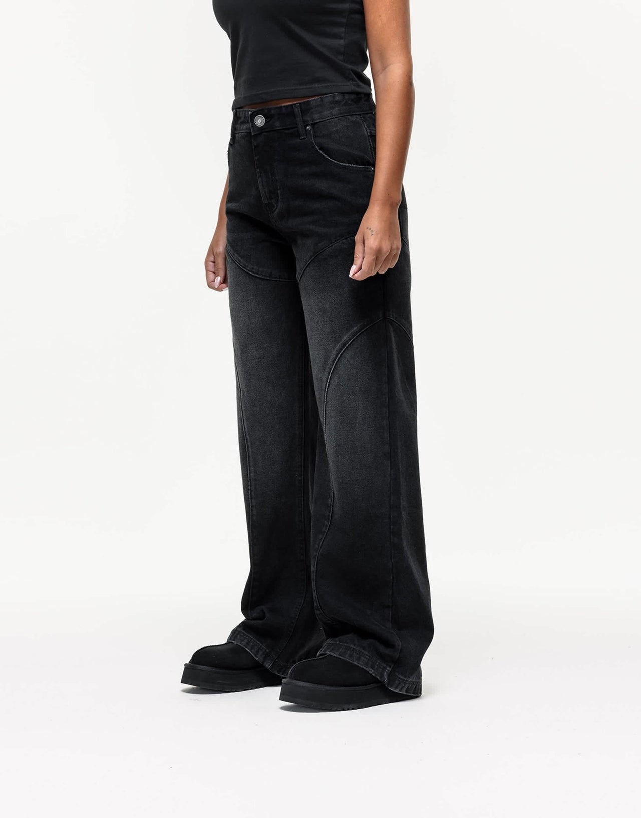 Good For Nothing baggy jeans with seam detail in black wash - ASOS Sample Sale