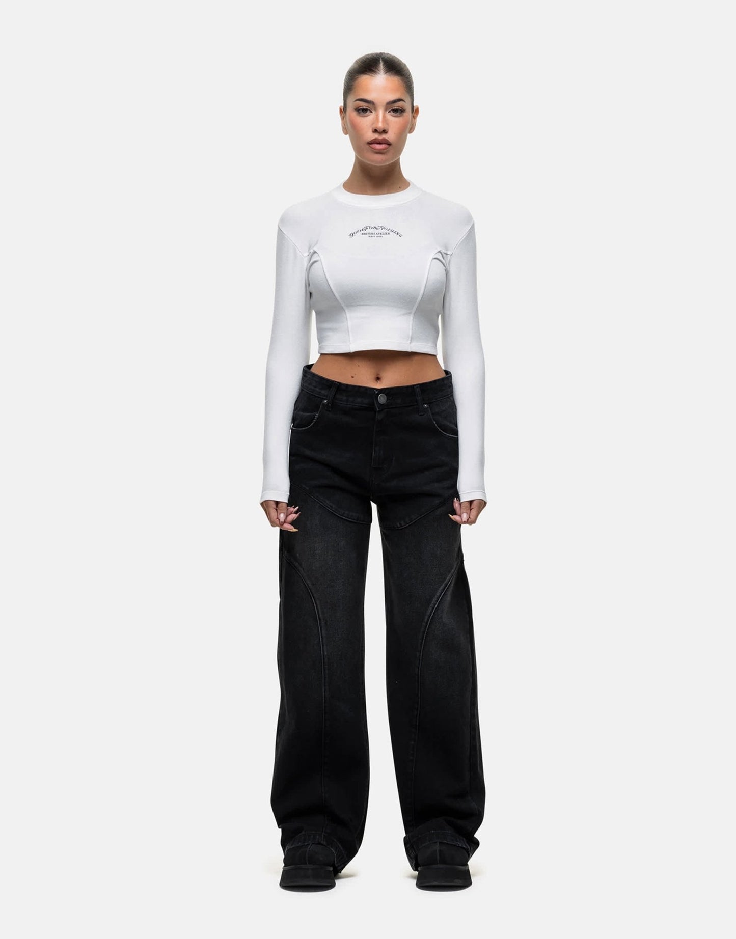 Good For Nothing baggy jeans with seam detail in black wash - ASOS Sample Sale