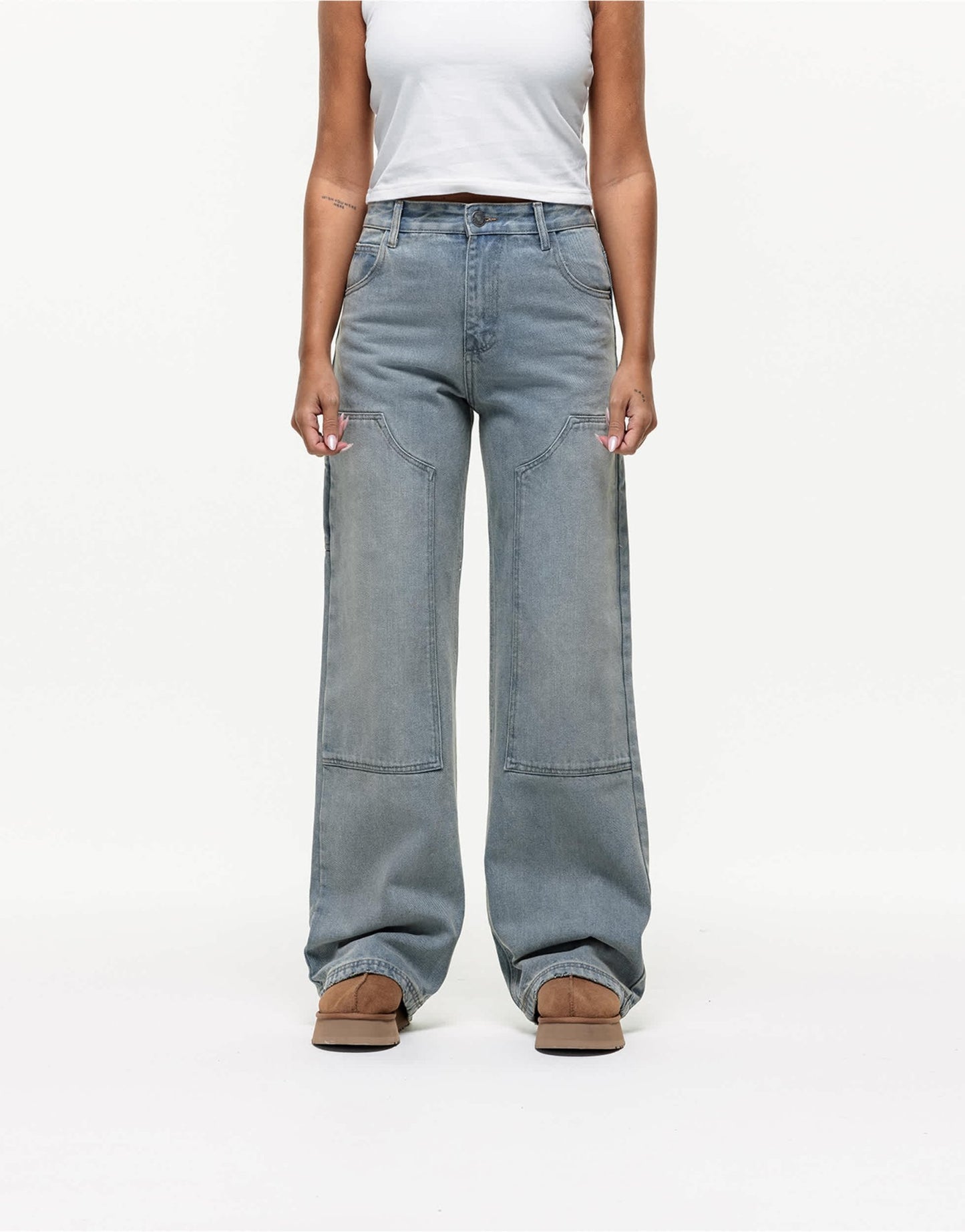 Good For Nothing carpenter denim jeans in sand blue wash - ASOS Sample Sale