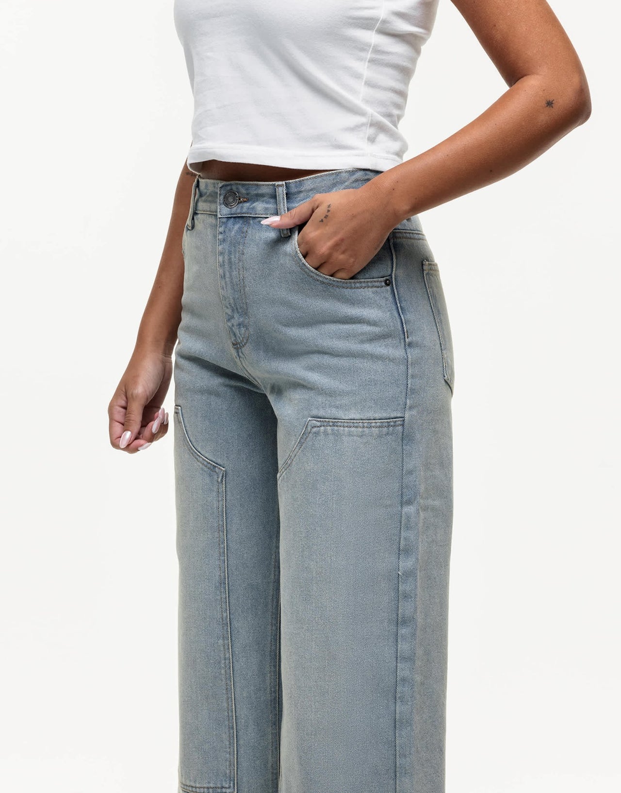 Good For Nothing carpenter denim jeans in sand blue wash - ASOS Sample Sale