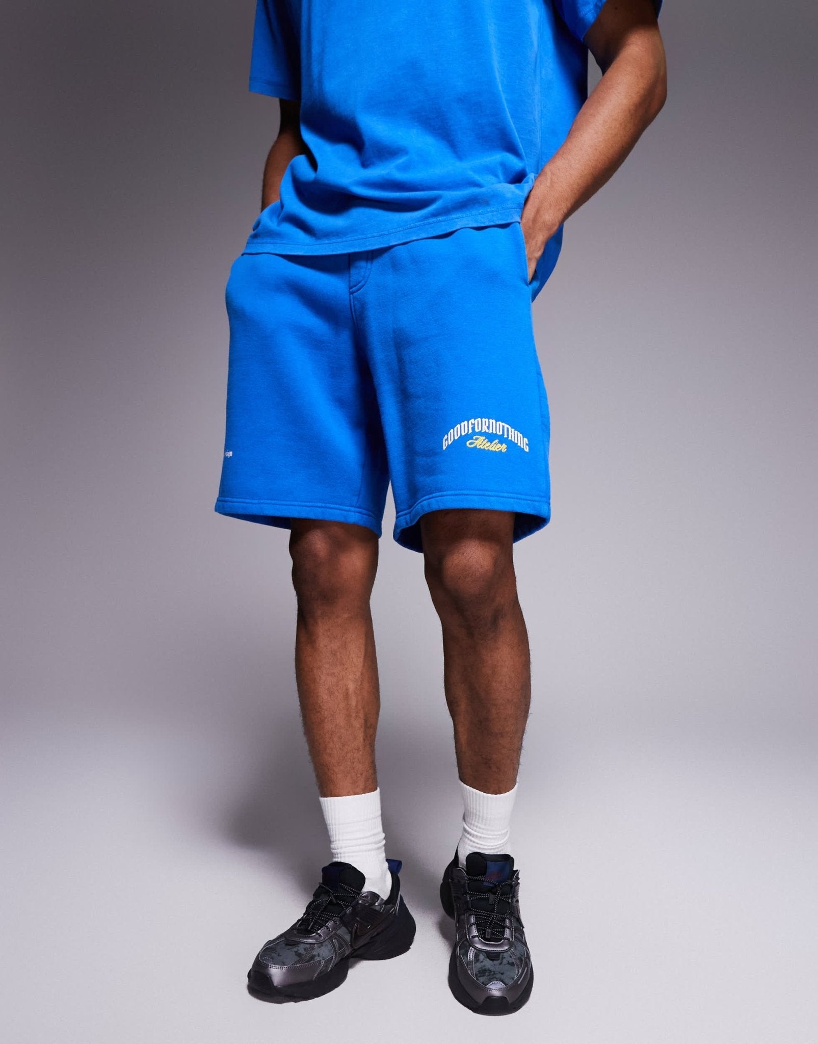 Good For Nothing co-ord logo shorts in blue - ASOS Sample Sale