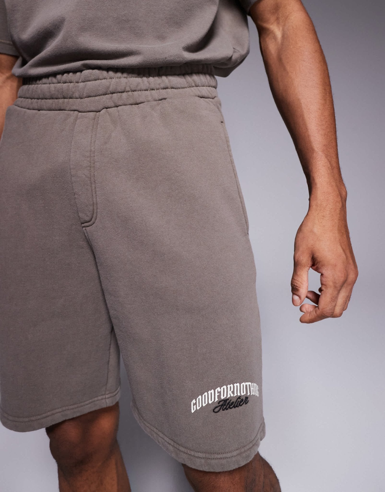 Good For Nothing co-ord logo shorts in taupe - ASOS Sample Sale