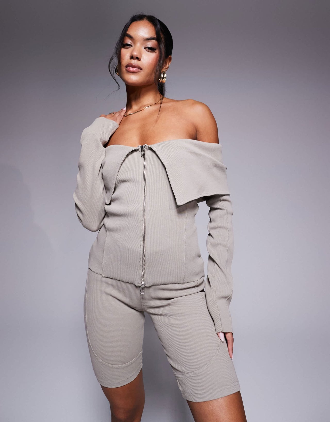 Good For Nothing co - ord long sleeve ribbed top in beige - ASOS Sample Sale