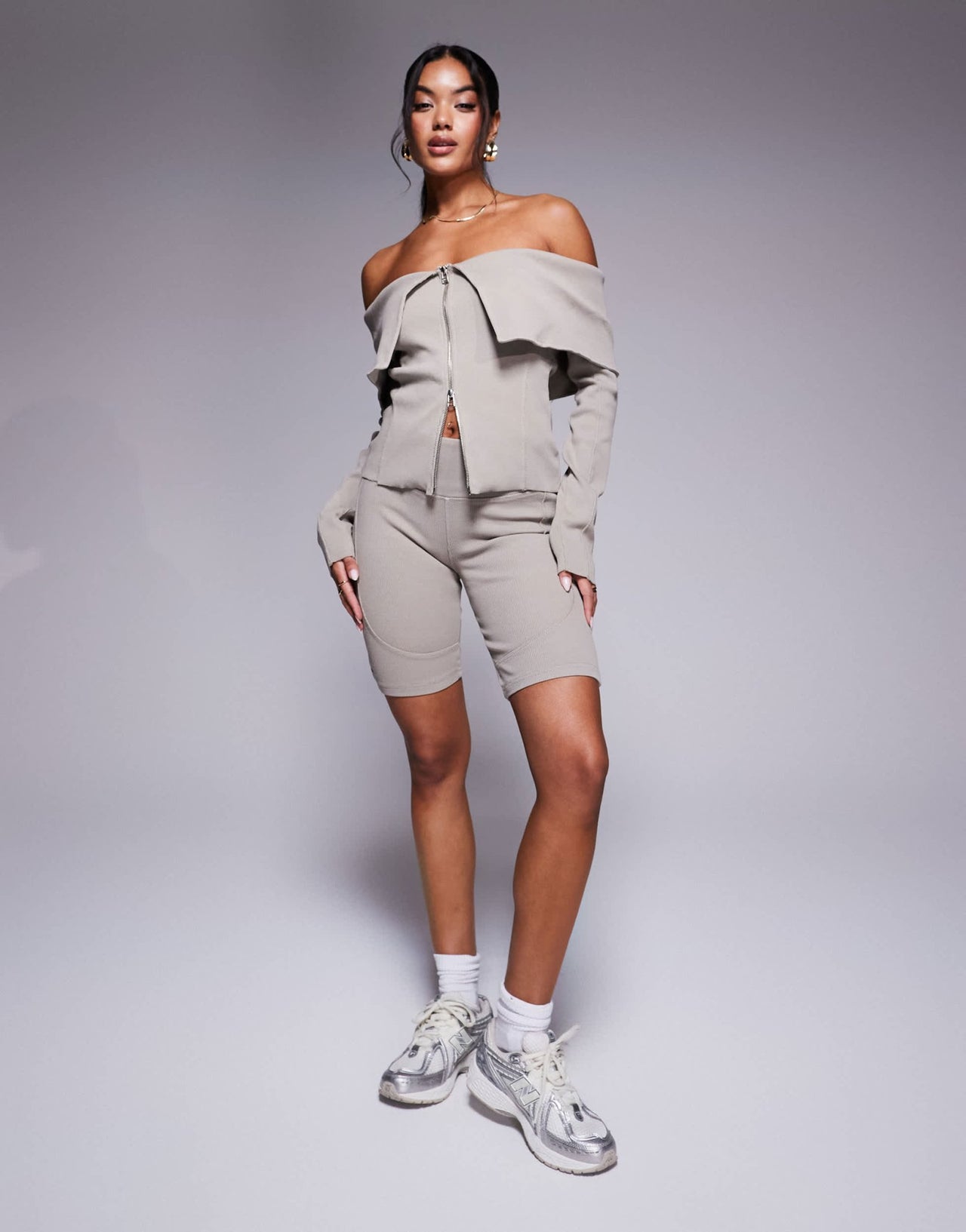 Good For Nothing co - ord long sleeve ribbed top in beige - ASOS Sample Sale