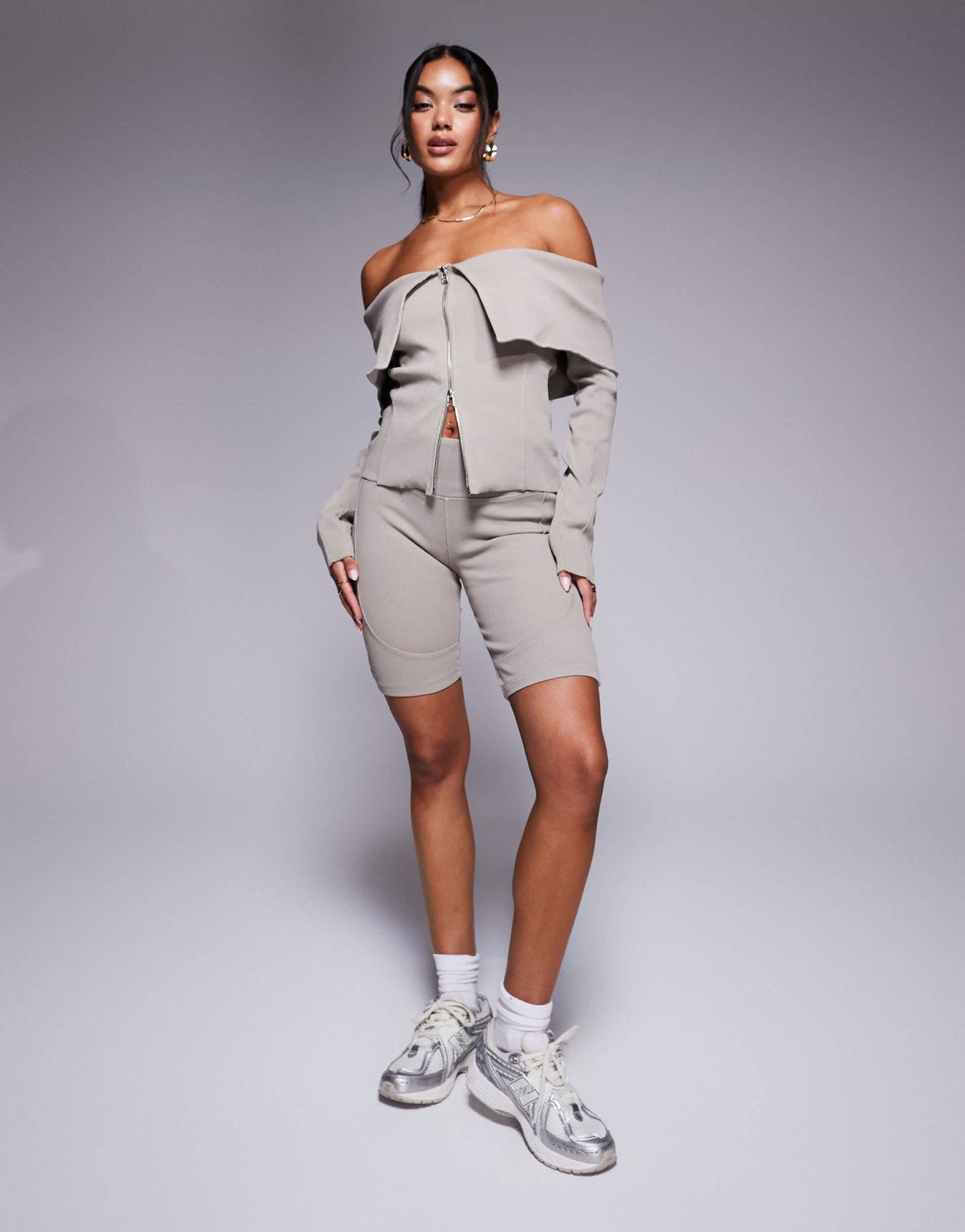 Good For Nothing co - ord long sleeve ribbed top in beige - ASOS Sample Sale