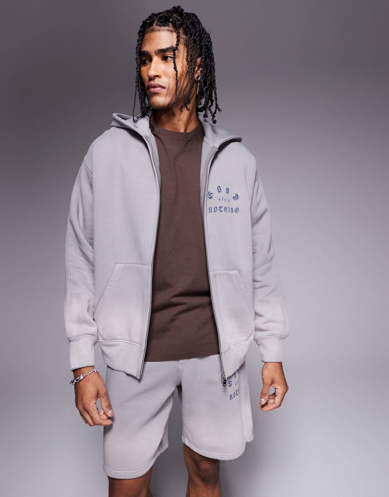 Good For Nothing co-ord zip up hoodie with back print in grey - ASOS Sample Sale
