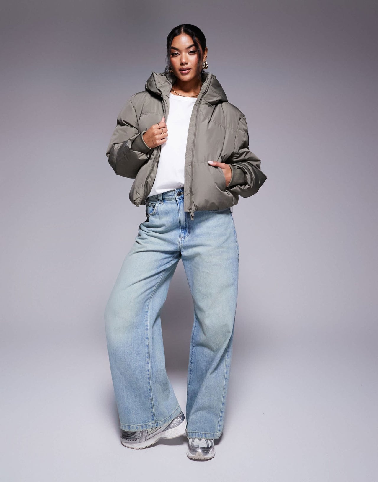 Good For Nothing high neck puffer jacket in grey - ASOS Sample Sale
