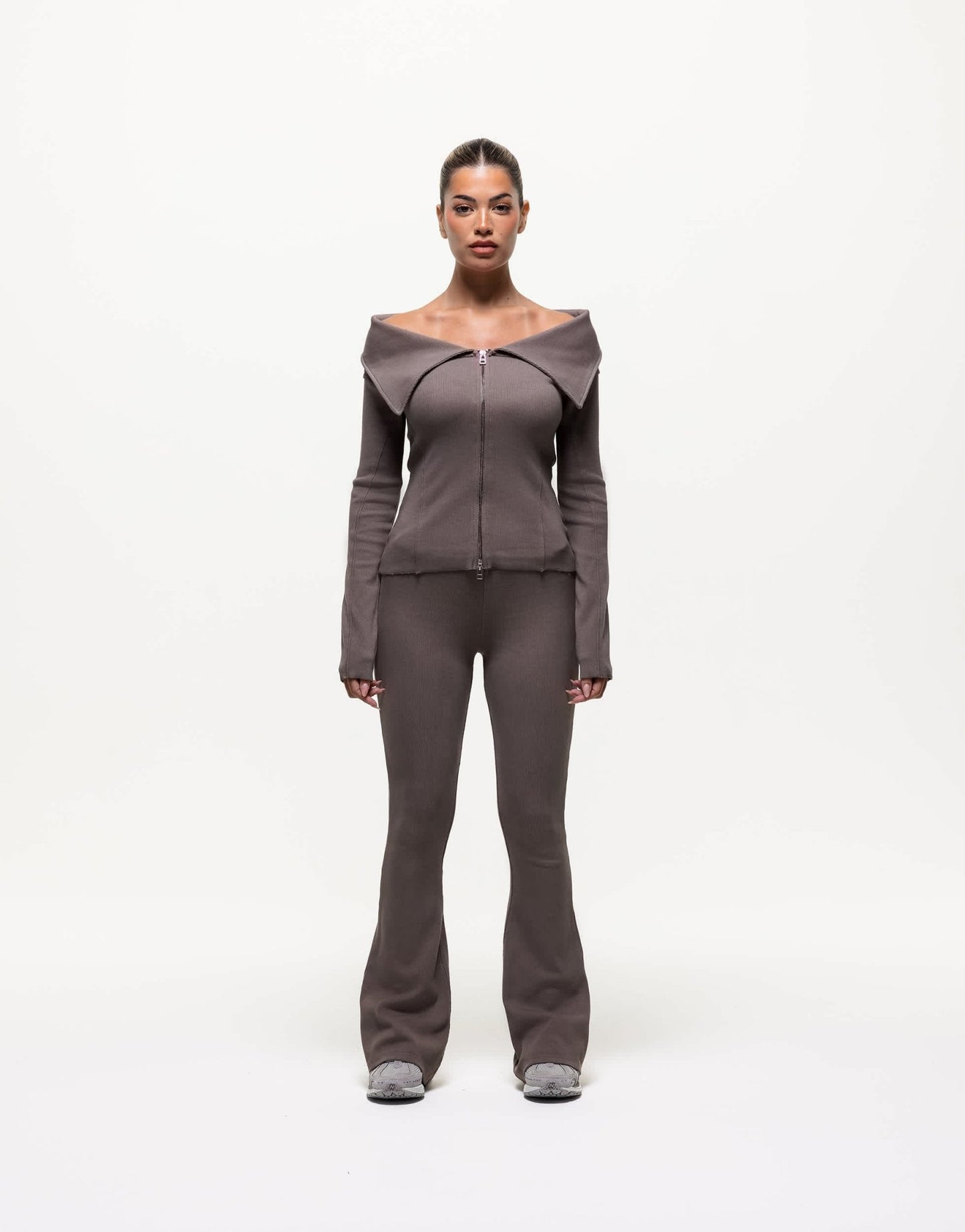 Good For Nothing long sleeve ribbed top in brown - ASOS Sample Sale