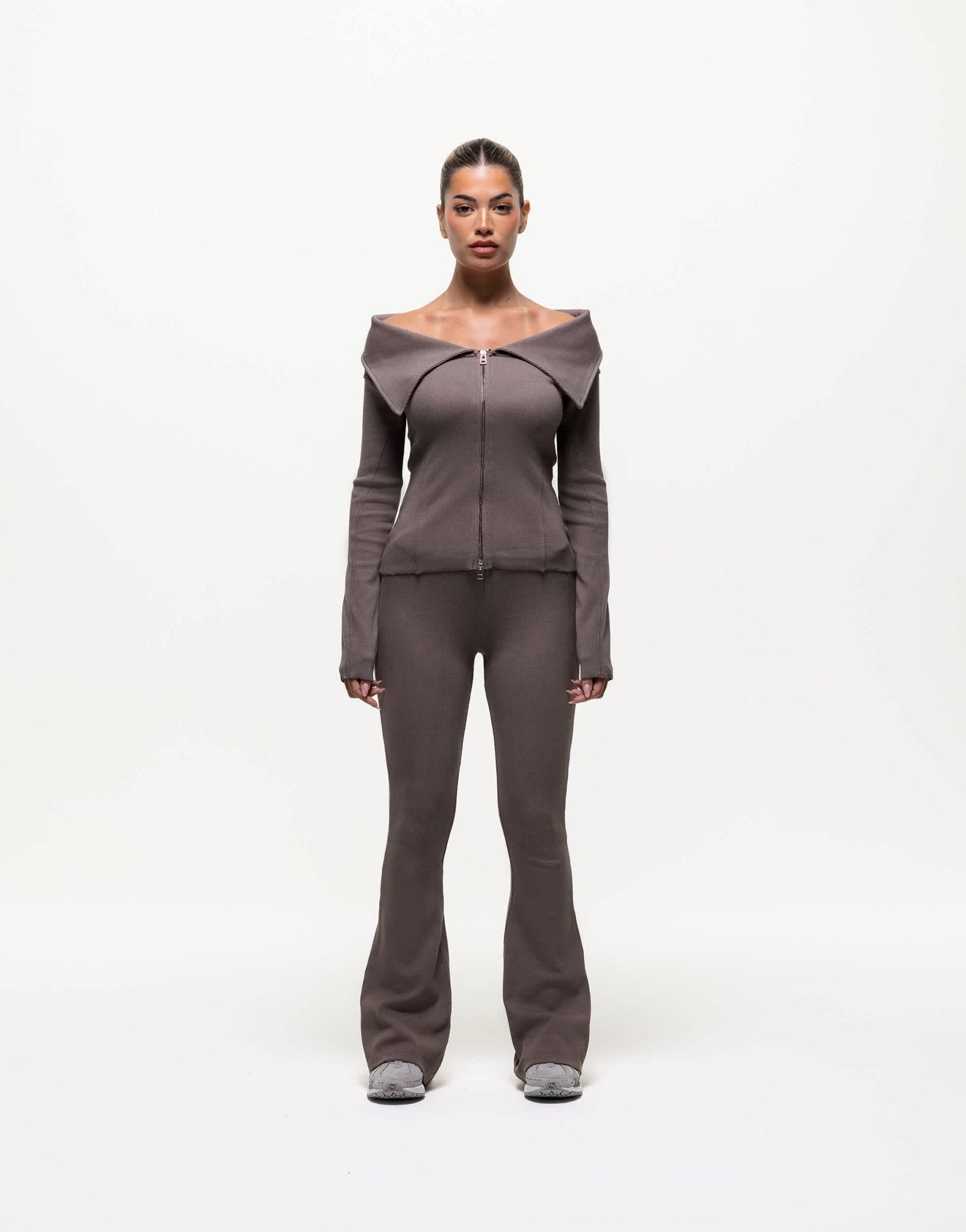 Good For Nothing long sleeve ribbed top in brown - ASOS Sample Sale