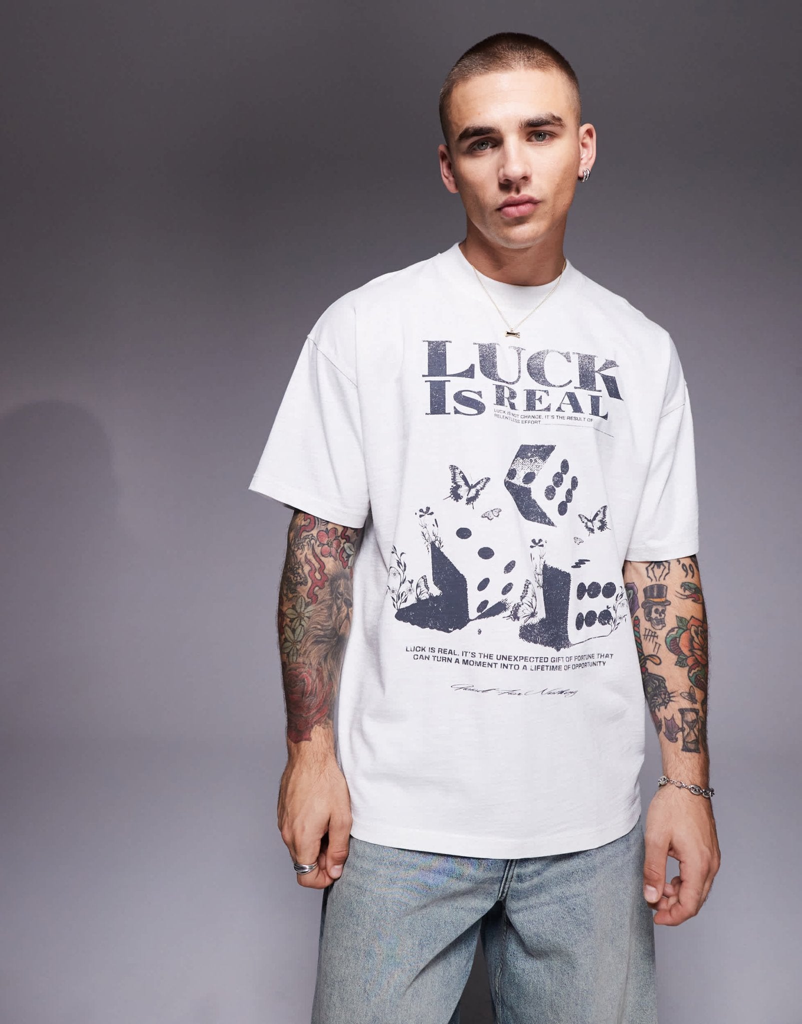 Good For Nothing oversized luck t-shirt in off white - ASOS Sample Sale