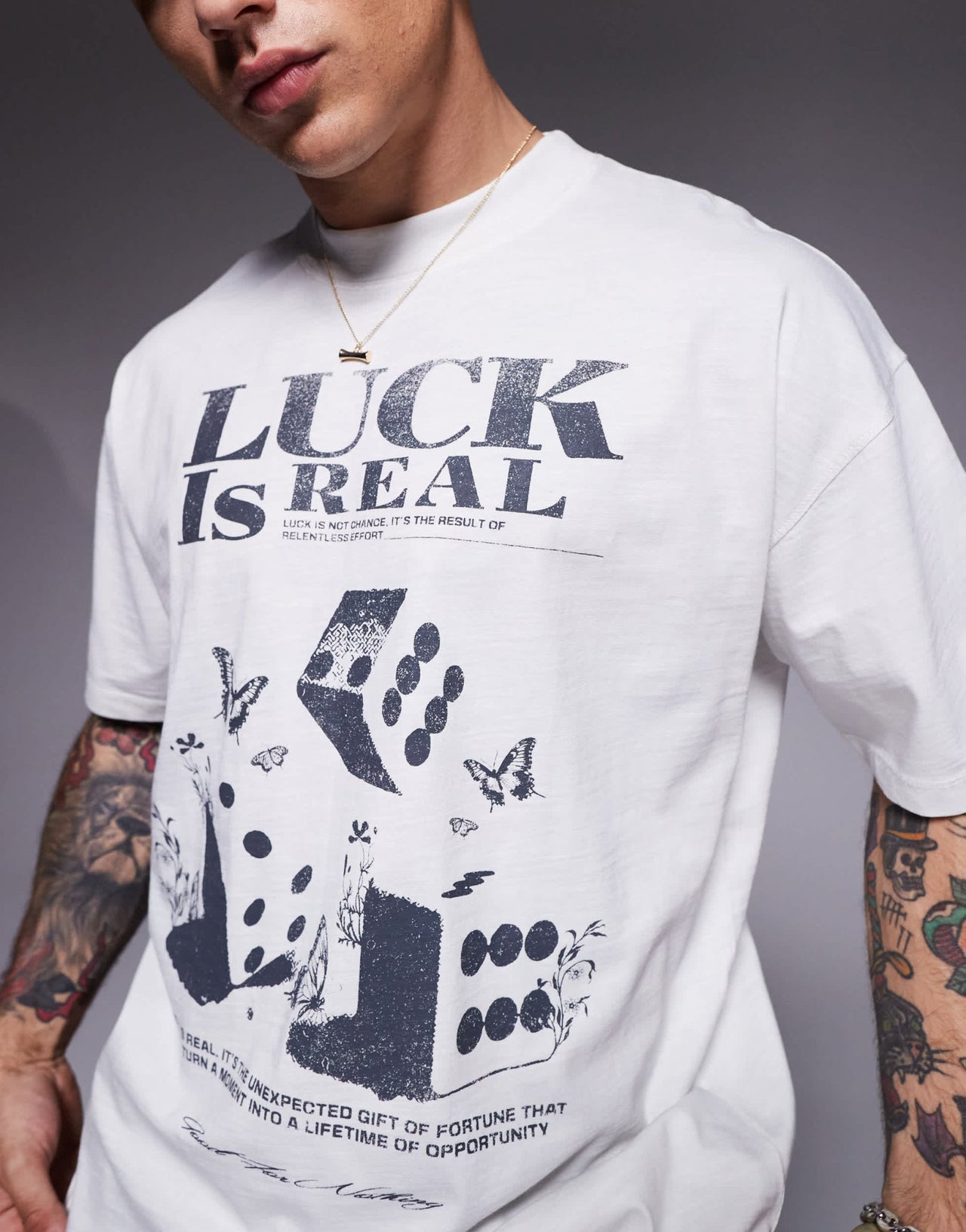 Good For Nothing oversized luck t-shirt in off white - ASOS Sample Sale