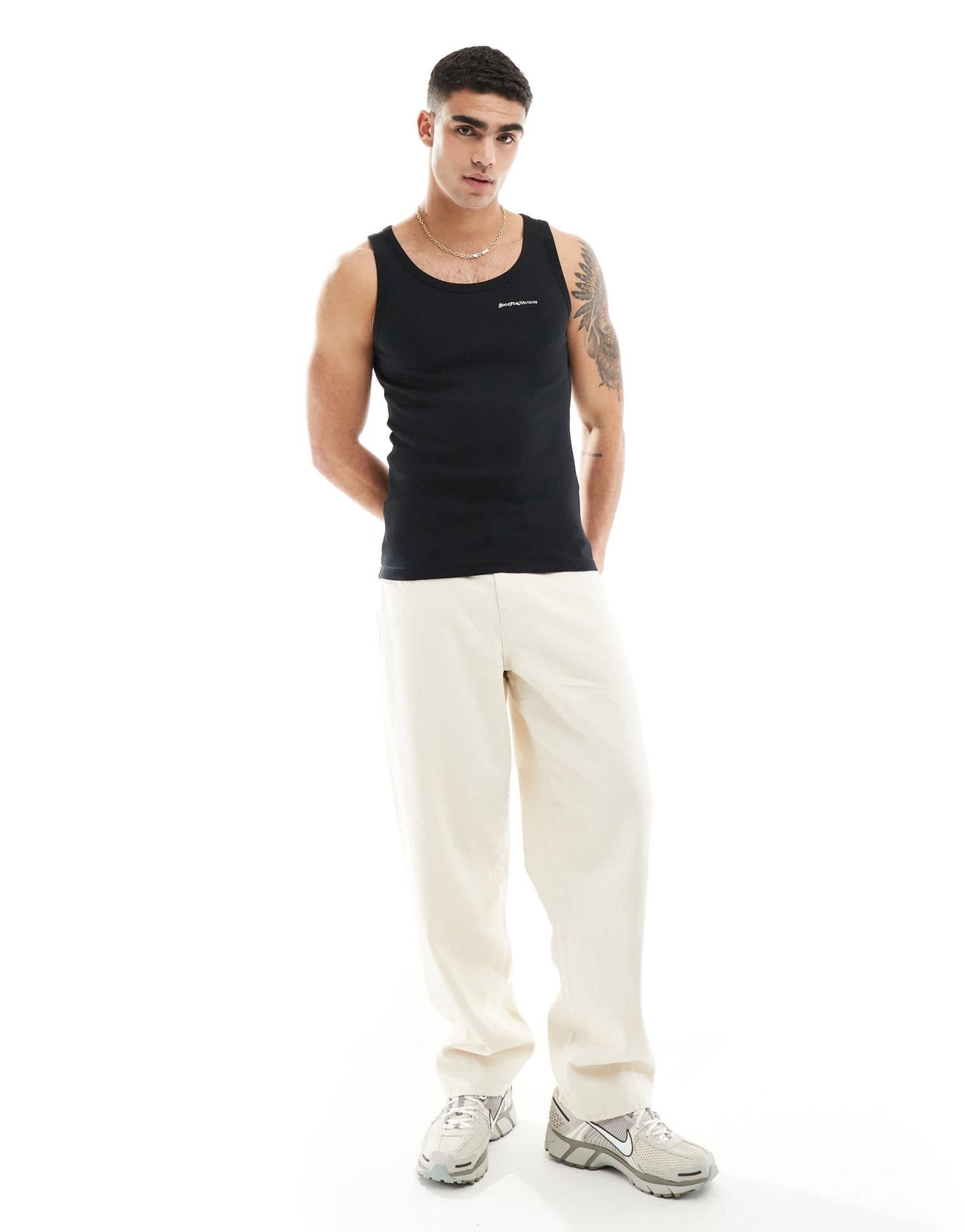 Good For Nothing ribbed branded vest in black - ASOS Sample Sale