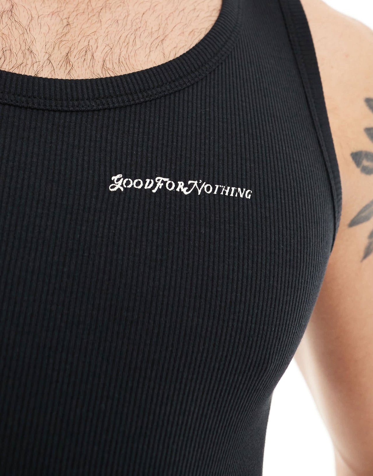 Good For Nothing ribbed branded vest in black - ASOS Sample Sale