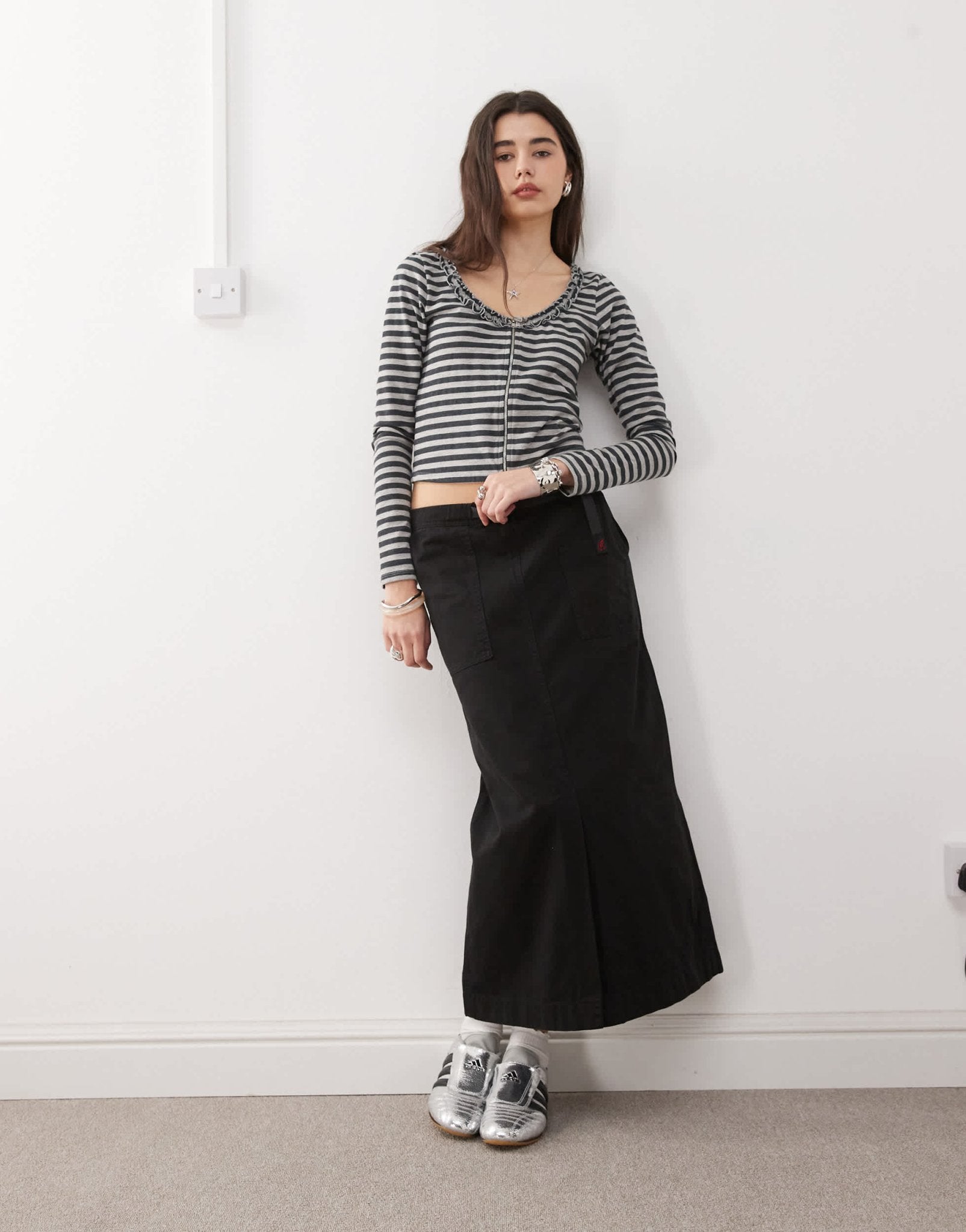 Gramicci baker midi skirt in black - ASOS Sample Sale