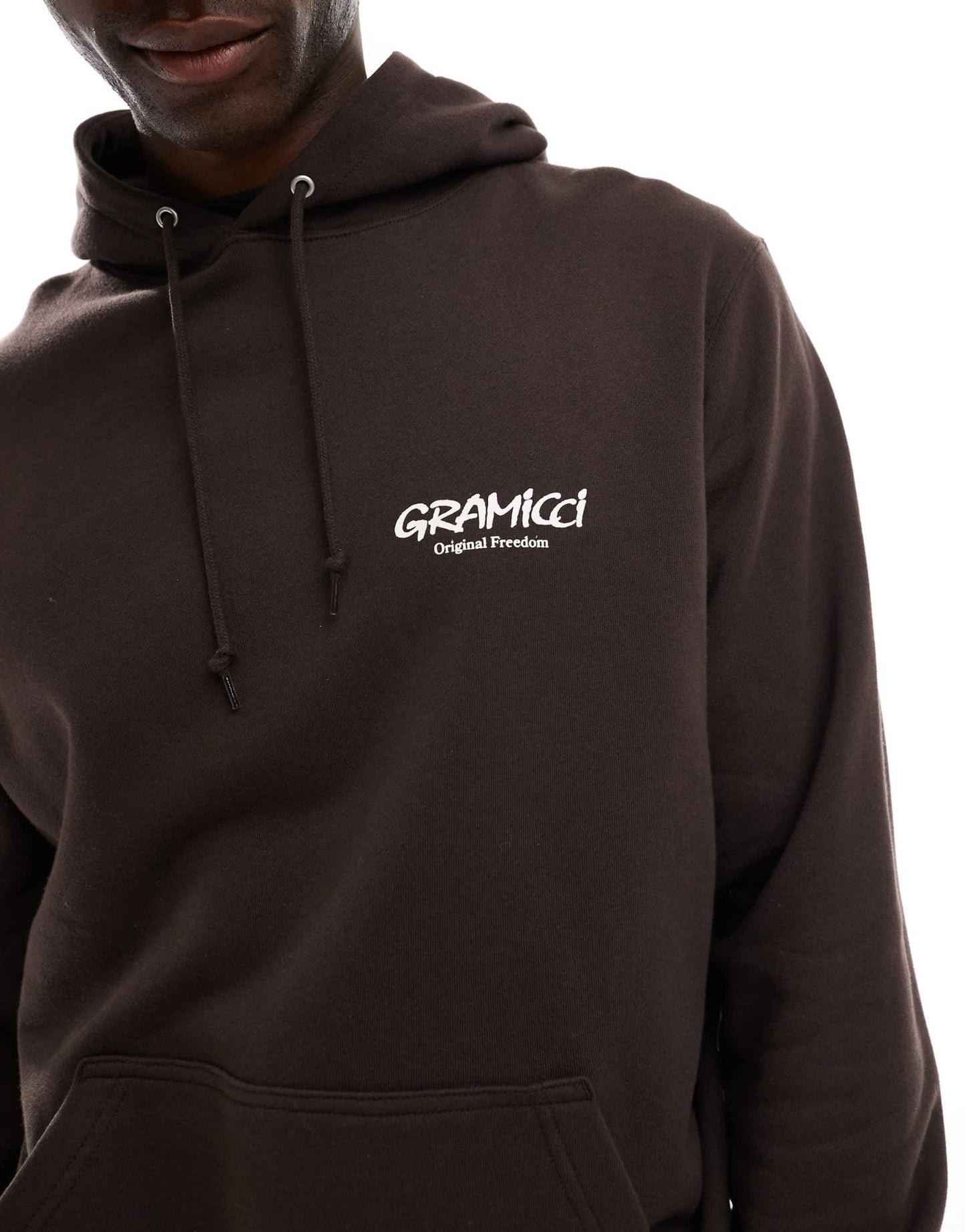 Gramicci original freedom graphic hoodie in dark brown - ASOS Sample Sale