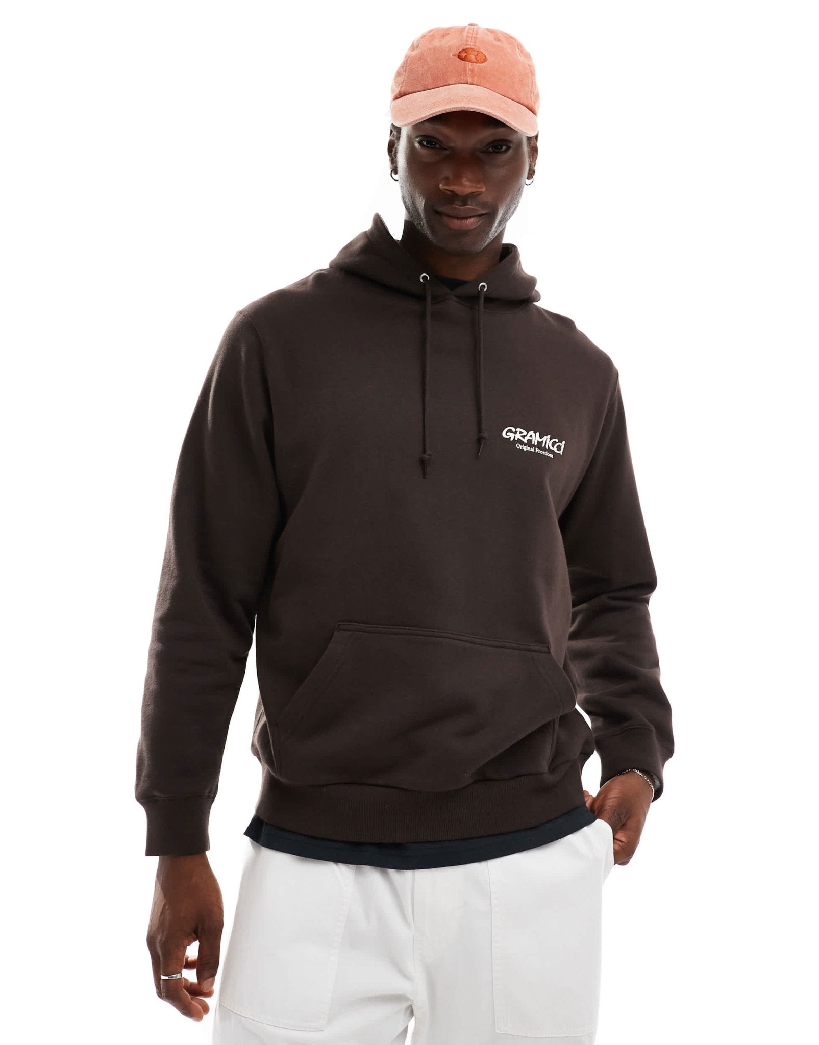 Gramicci original freedom graphic hoodie in dark brown - ASOS Sample Sale