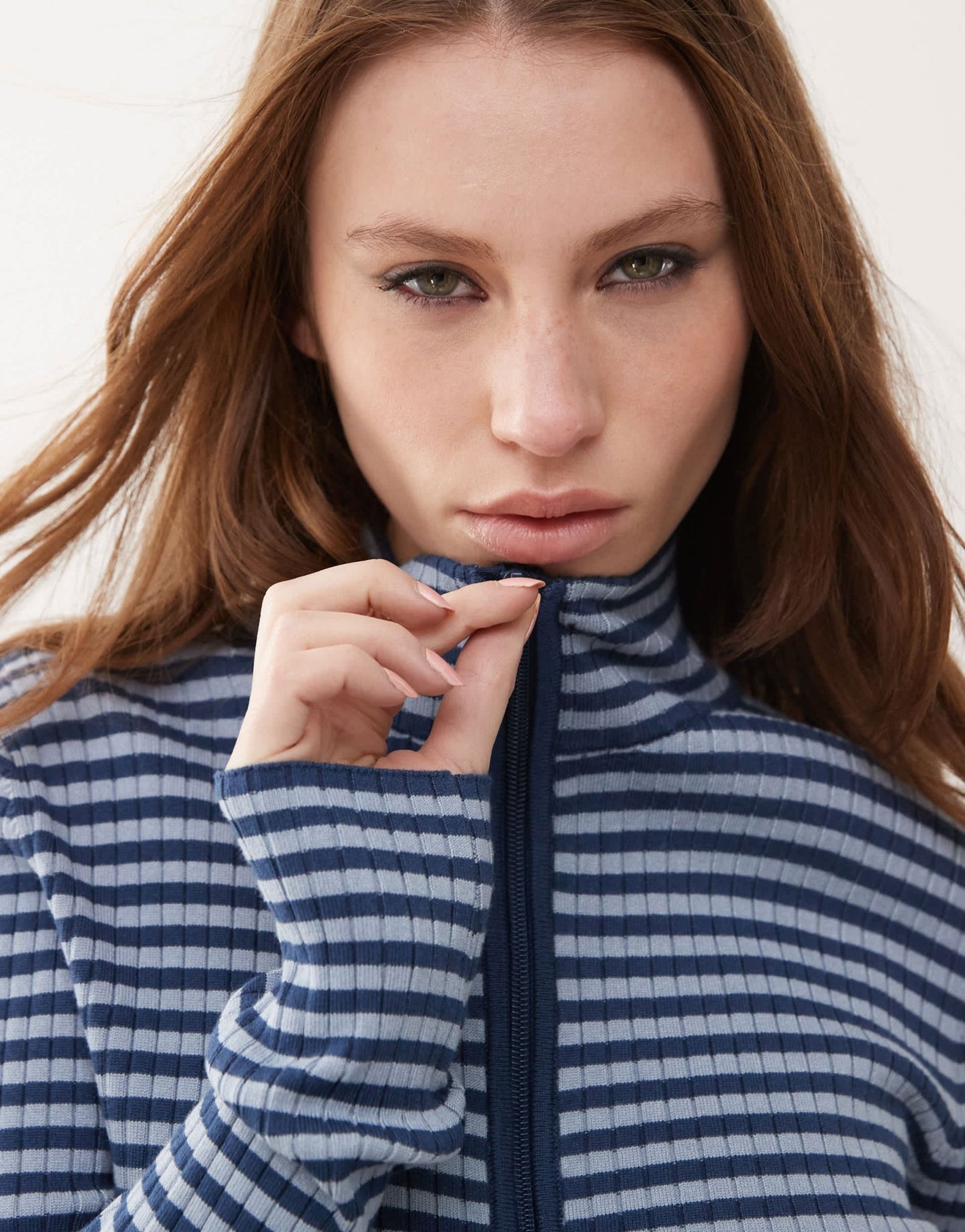 Guess Originals knitted zip through stripe jumper in blue - ASOS Sample Sale