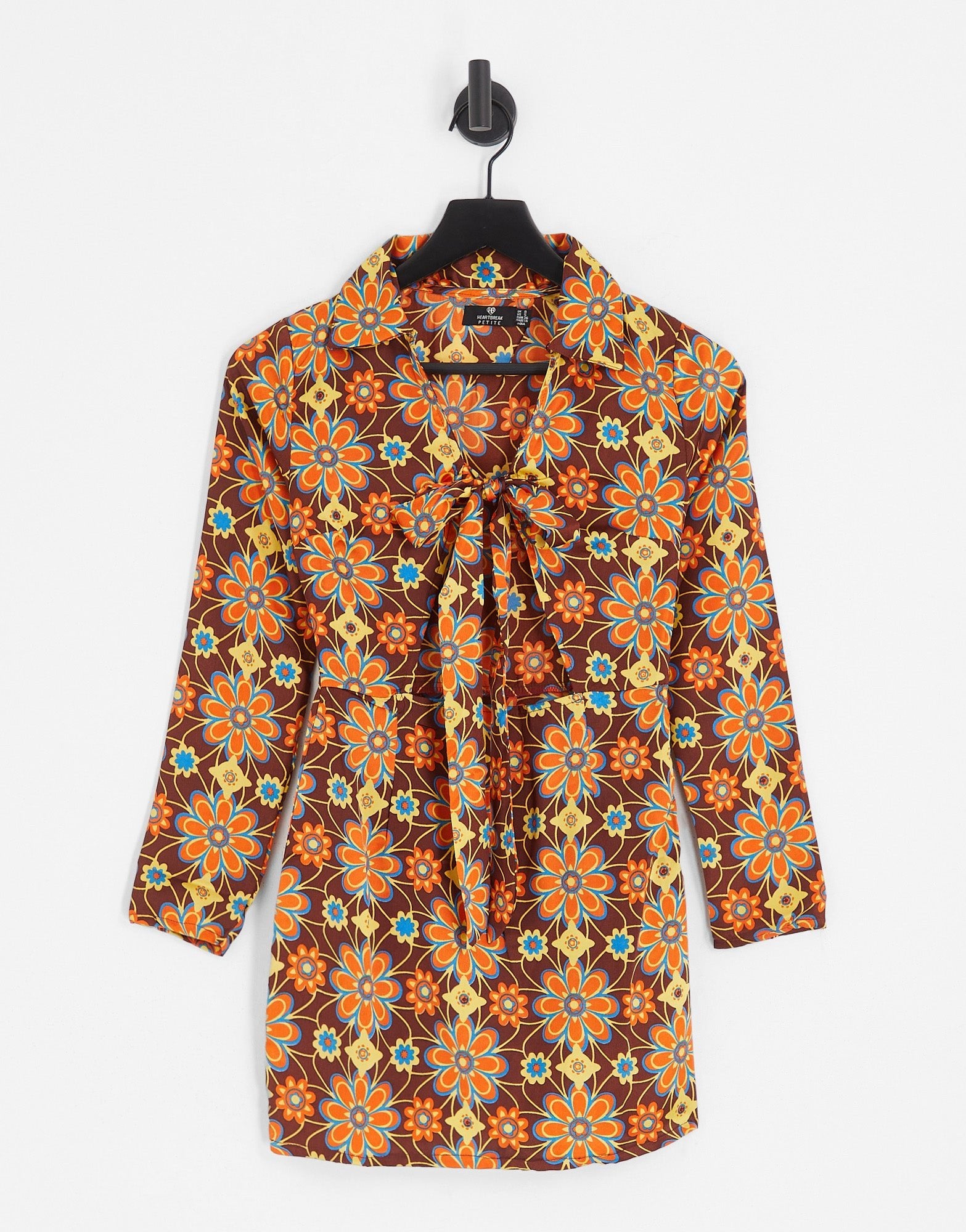 Heartbreak Petite satin tie front mini dress in floral print - ASOS Sample Sale