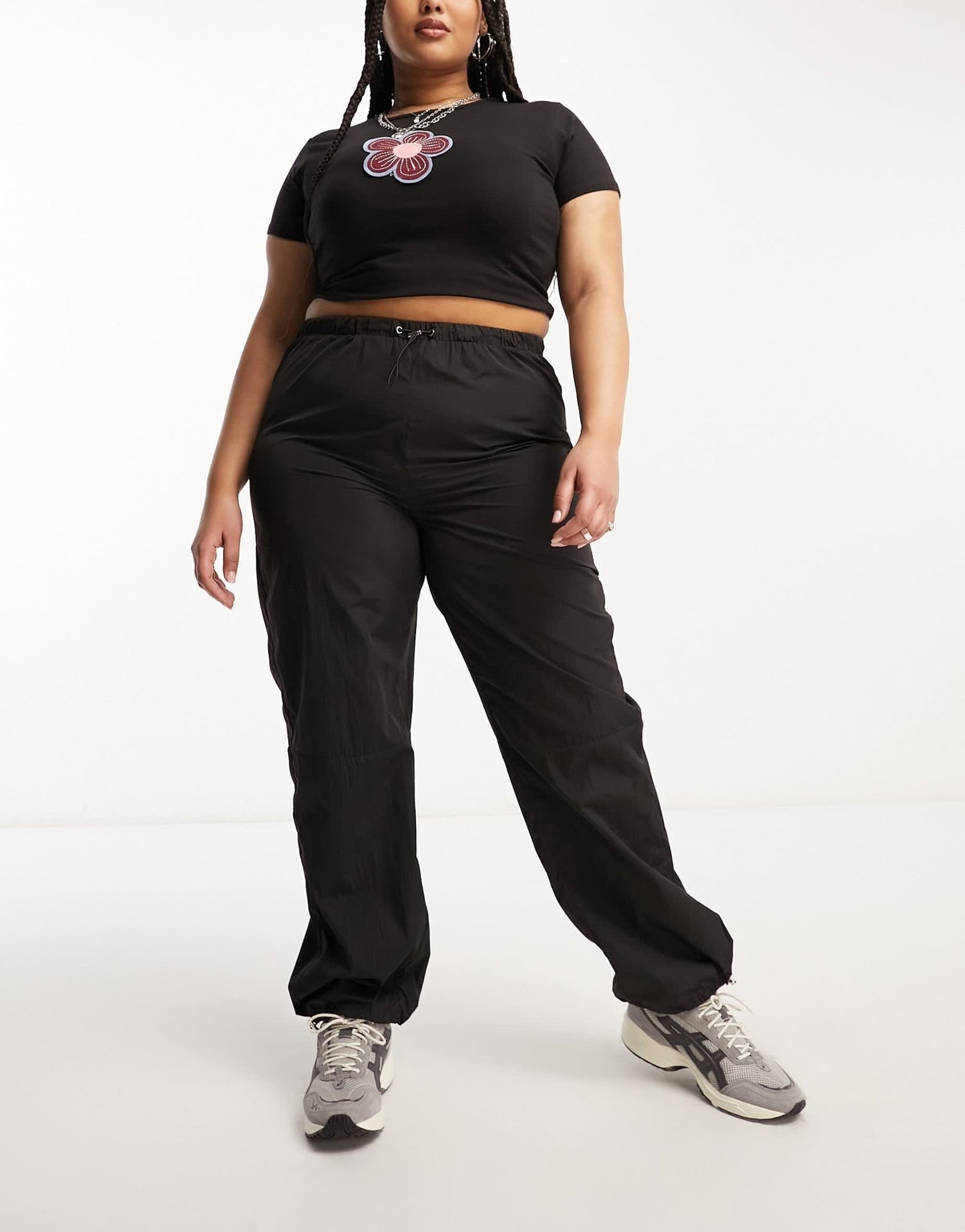 Heartbreak Plus parachute wide leg trousers in black - ASOS Sample Sale