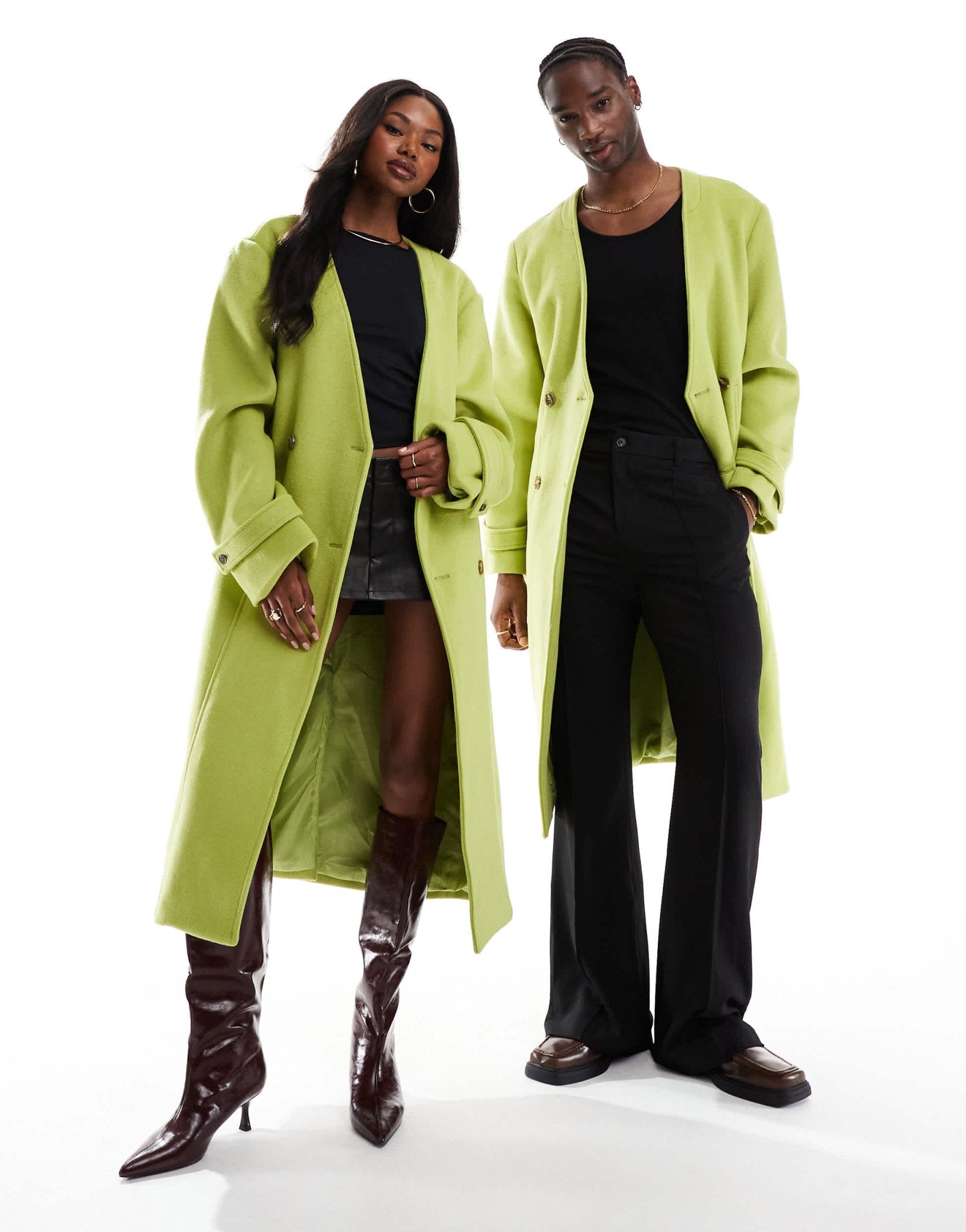 Heathe unisex Adisa wool coat in lime - ASOS Sample Sale