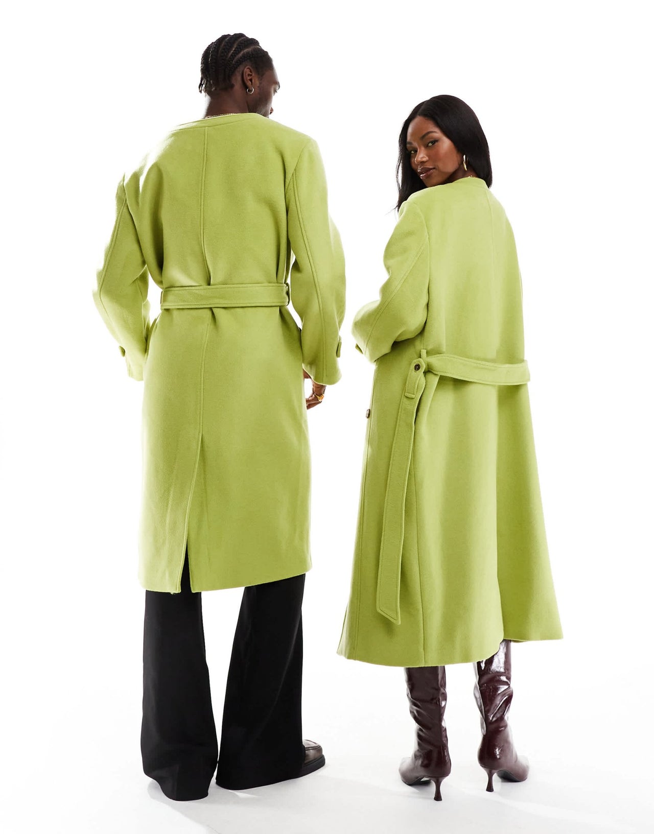 Heathe unisex Adisa wool coat in lime - ASOS Sample Sale
