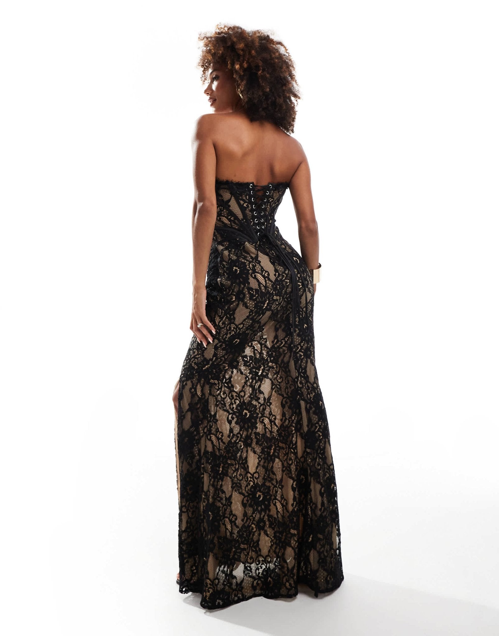 Heiress Beverly Hills premium exclusive lace bandeau corset thigh spli