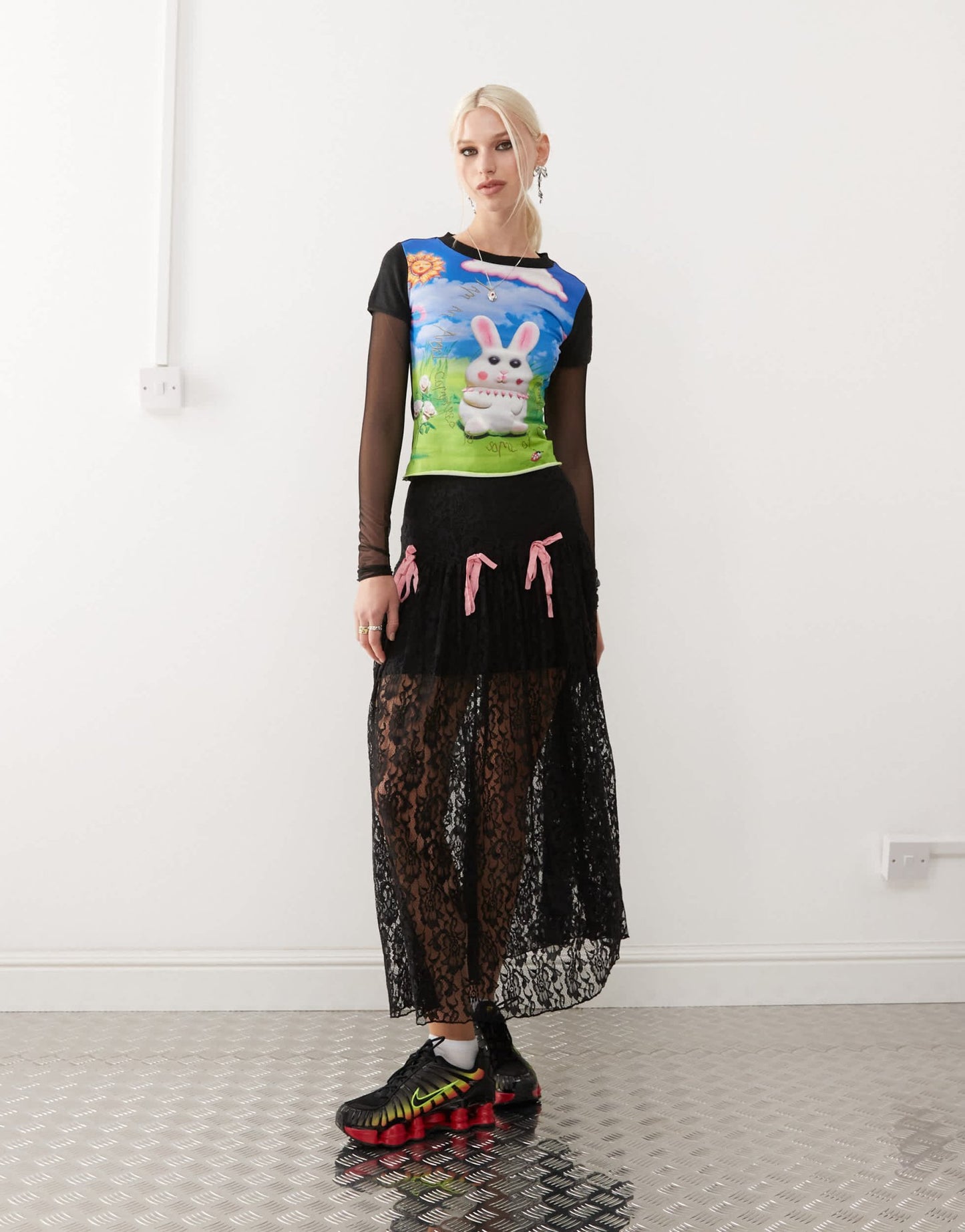 Heretic Nine bunny printed long sleeve t-shirt in multi - ASOS Sample Sale