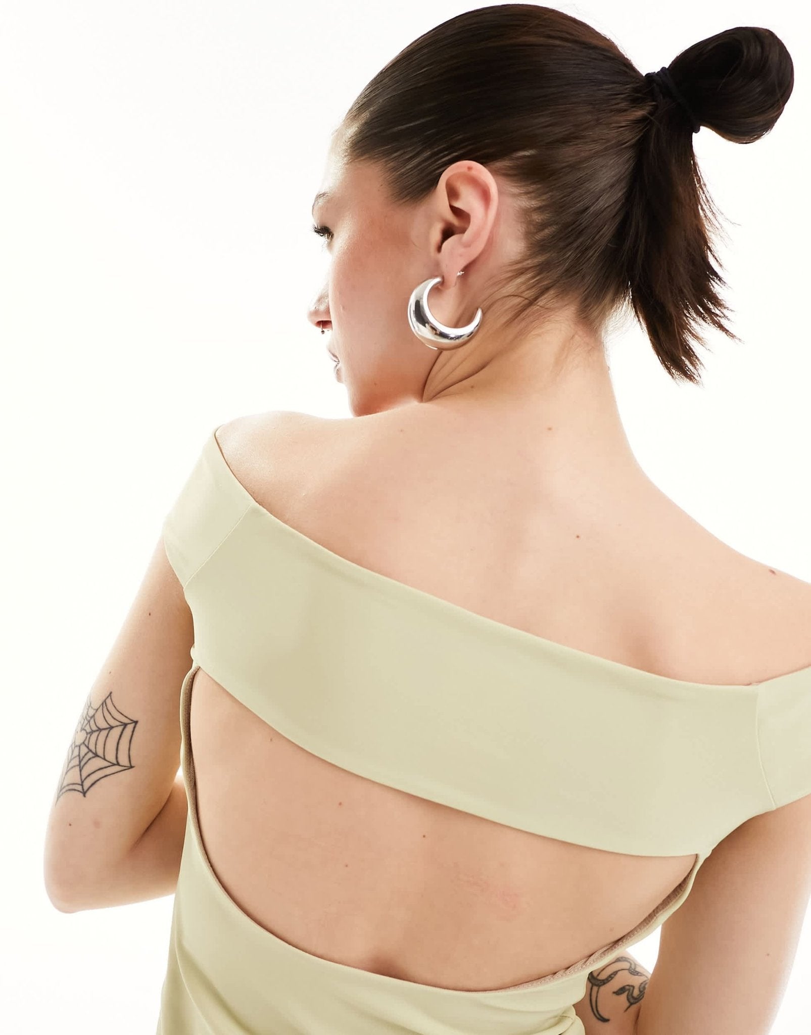 Heretic Nine off shoulder cut out slinky top - ASOS Sample Sale