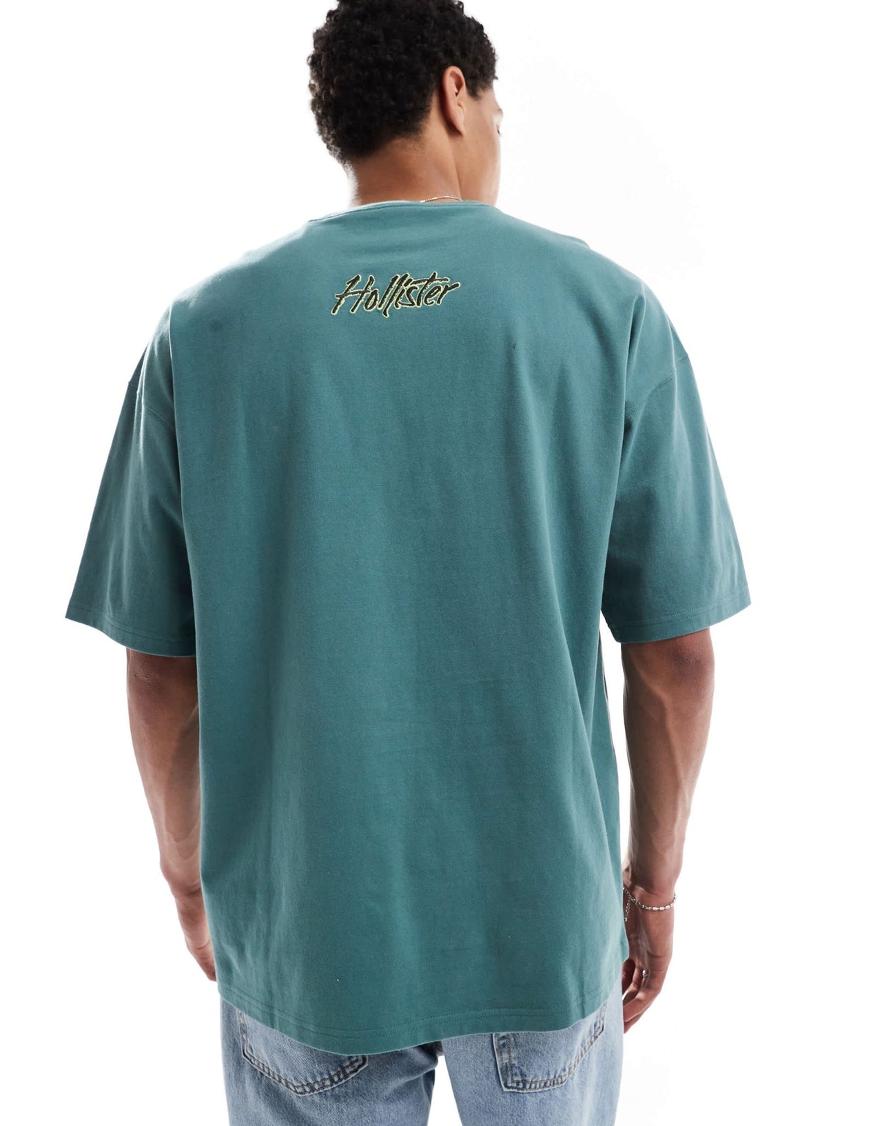 Hollister baggy motif detail t-shirt in green - ASOS Sample Sale