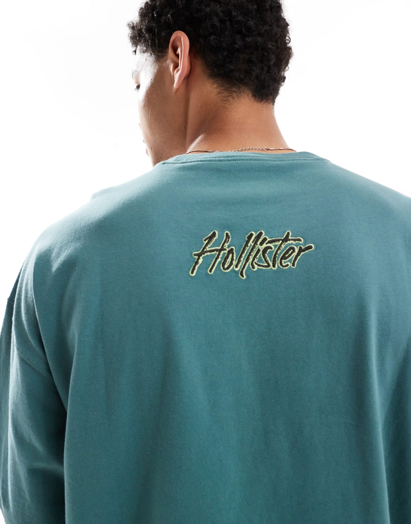 Hollister baggy motif detail t-shirt in green - ASOS Sample Sale