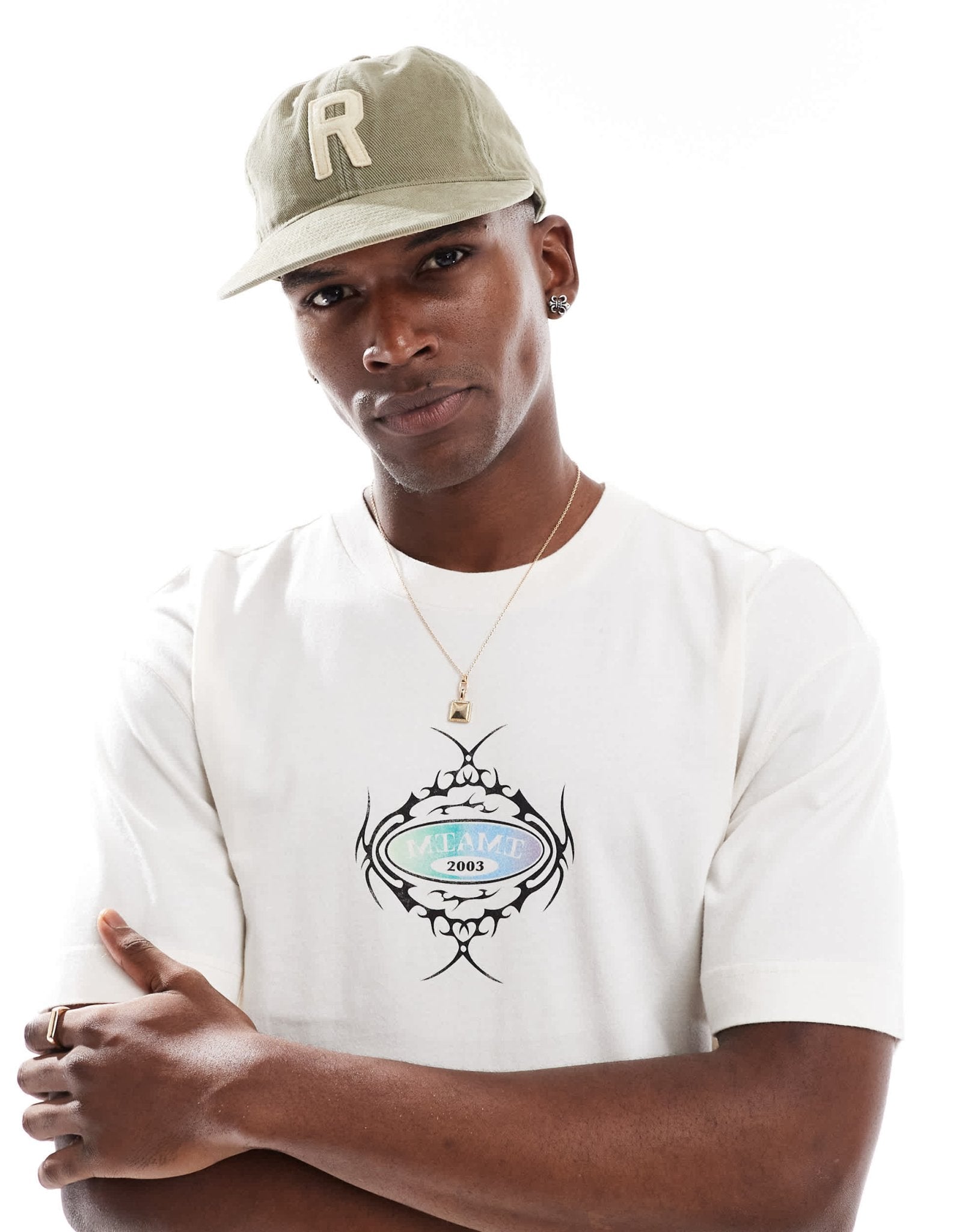 Hollister boxy oversized cropped front graphic t-shirt in white - ASOS Sample Sale