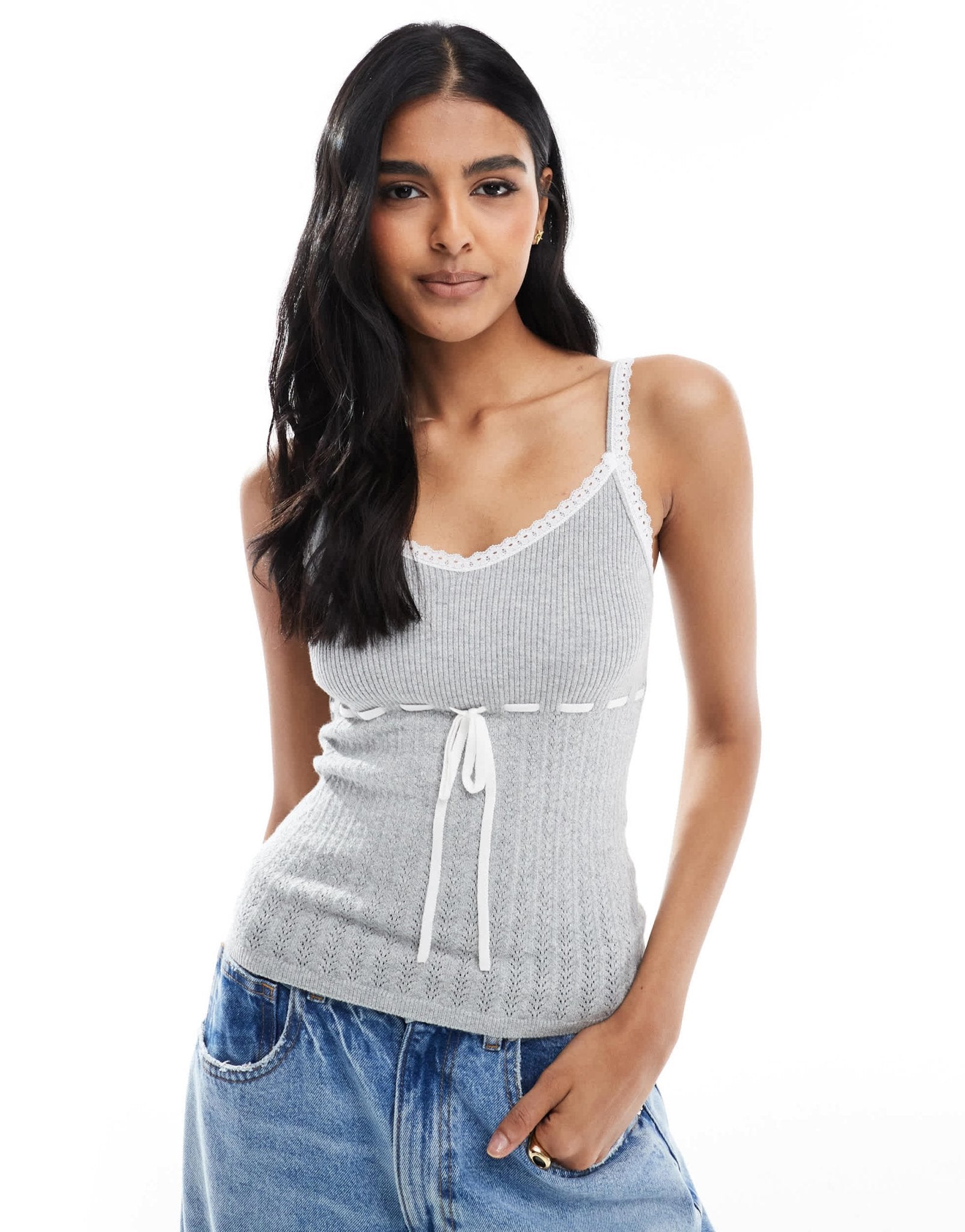 Hollister contrast stitching tank top in grey marl - ASOS Sample Sale