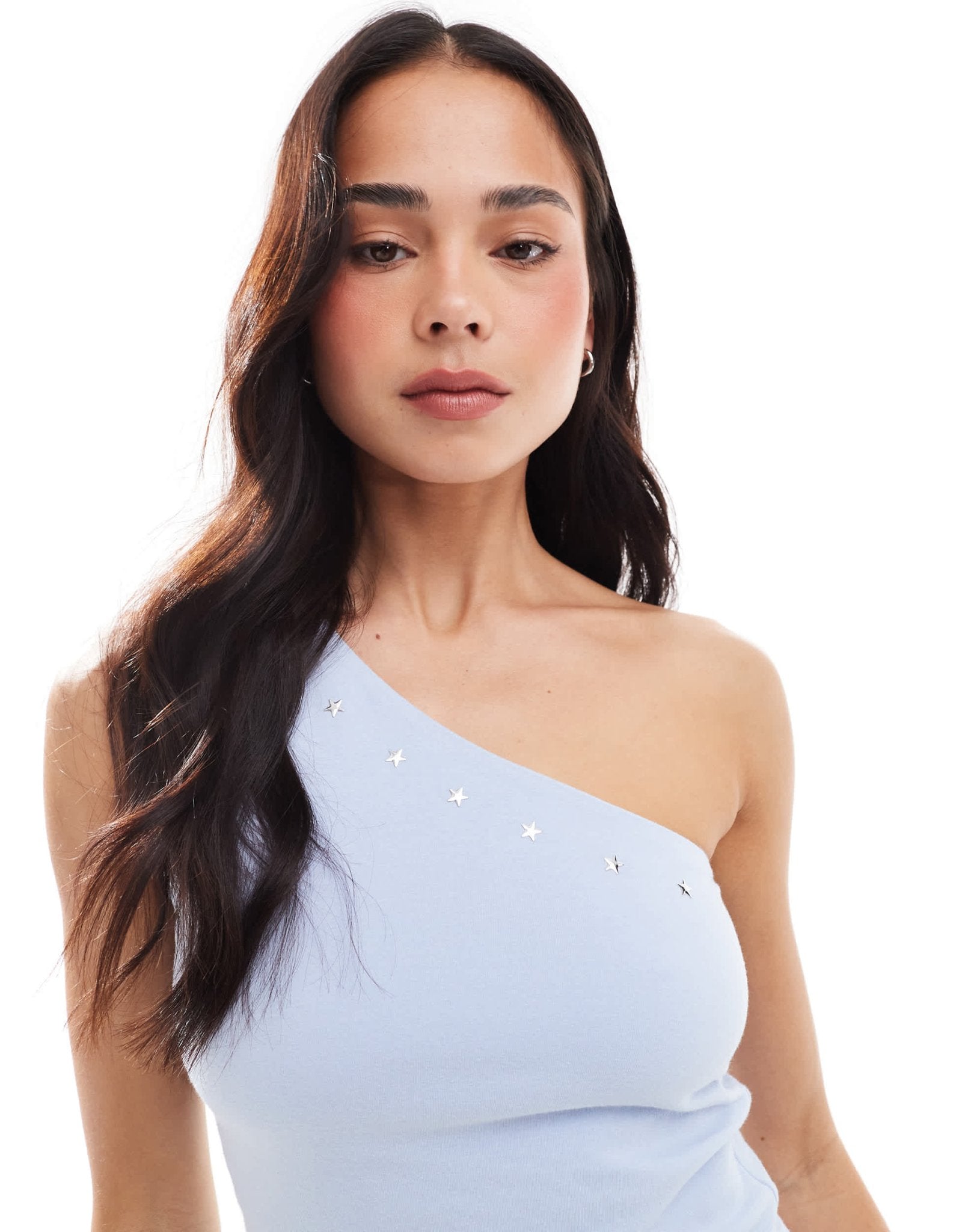 Hollister diamante motif one shoulder top in blue - ASOS Sample Sale