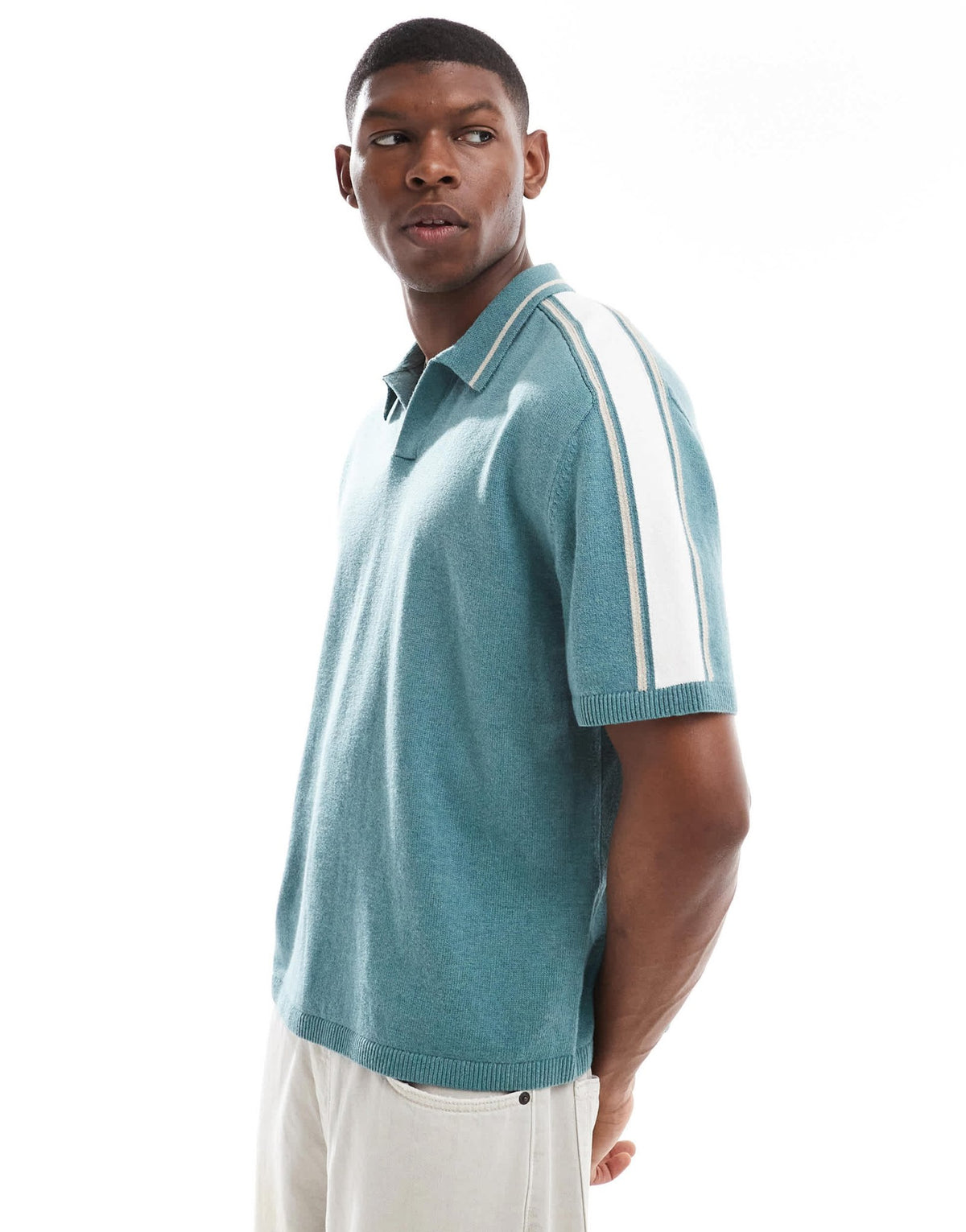 Hollister knitted contrast collar preppy polo top in green - ASOS Sample Sale