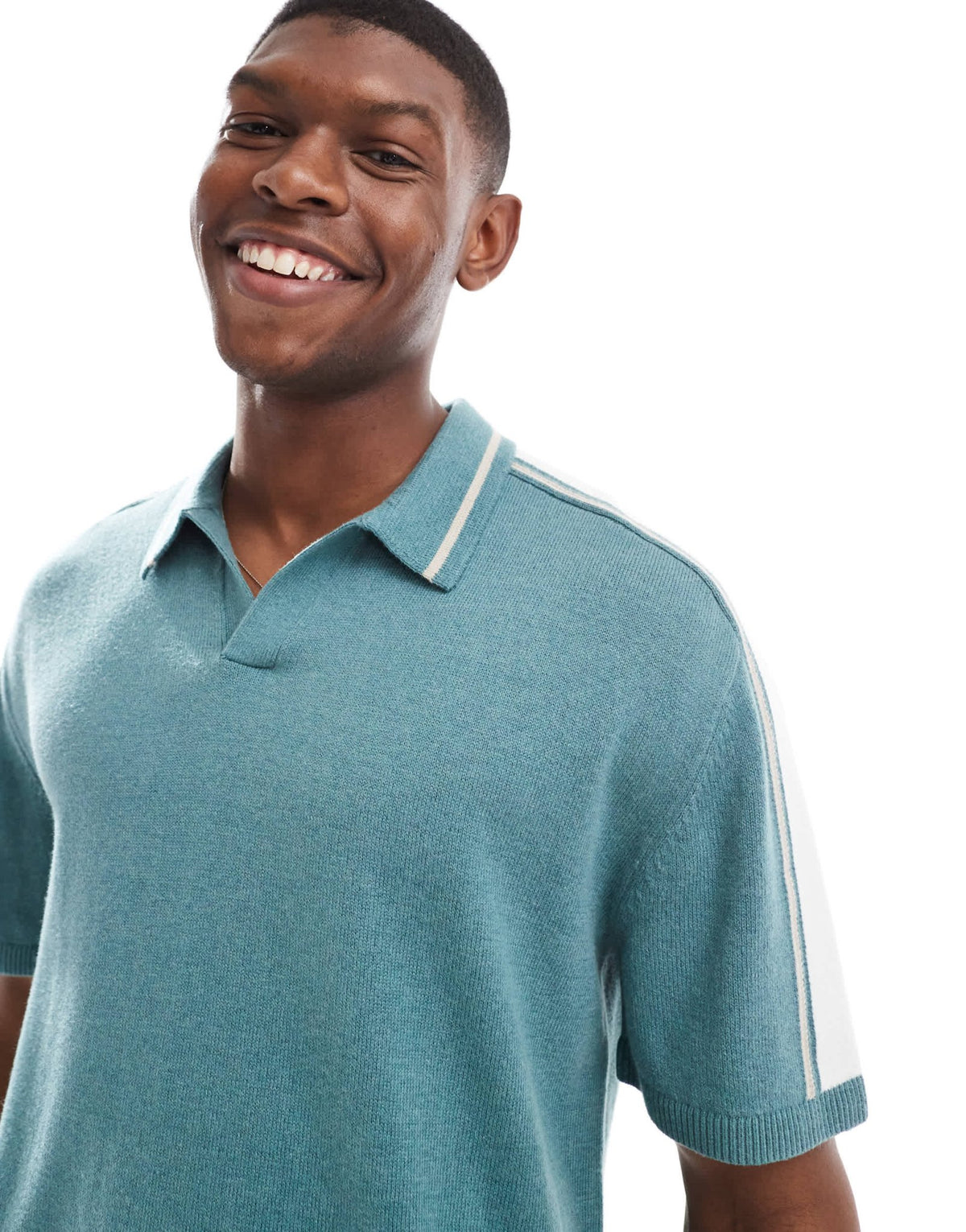 Hollister knitted contrast collar preppy polo top in green - ASOS Sample Sale