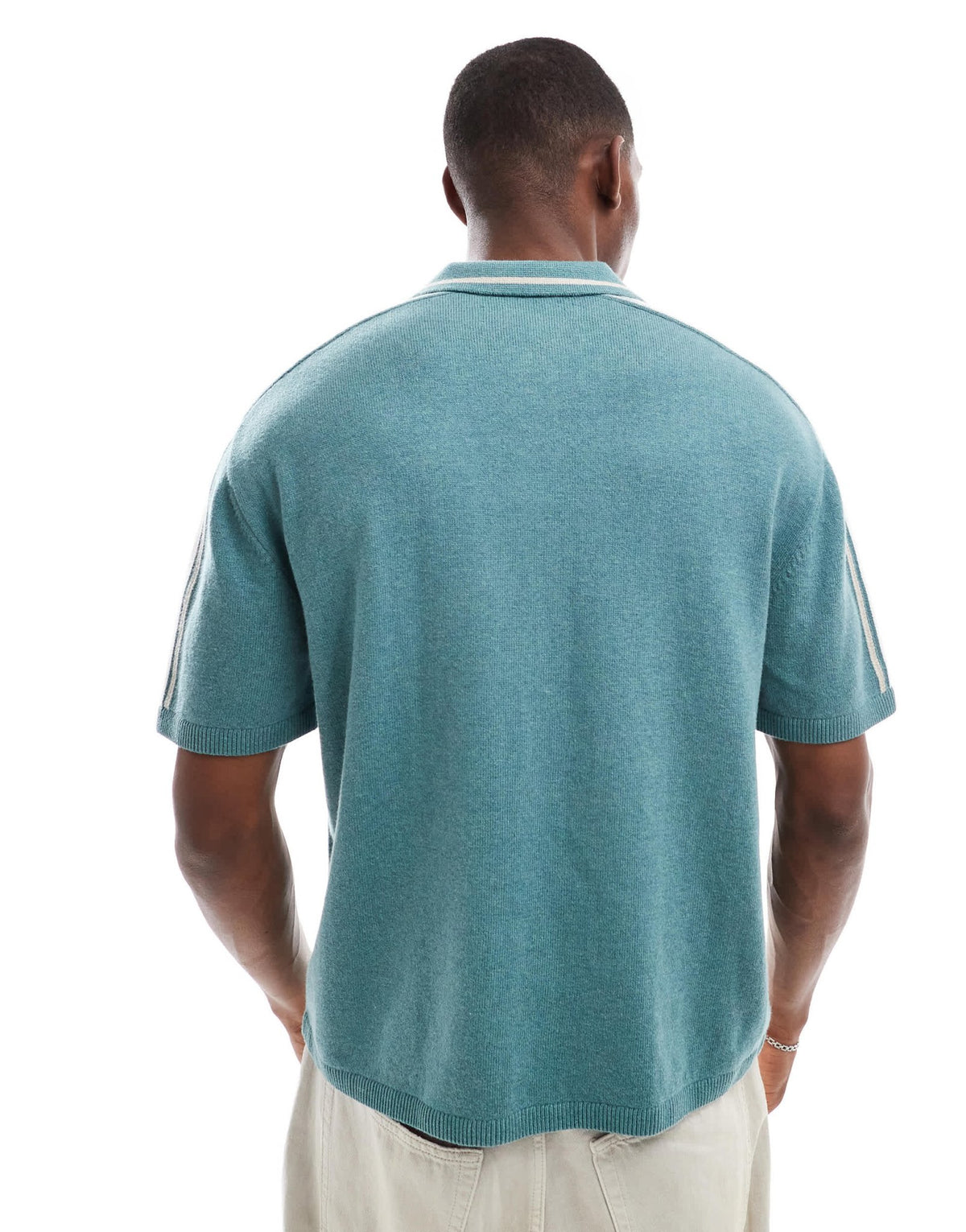 Hollister knitted contrast collar preppy polo top in green - ASOS Sample Sale