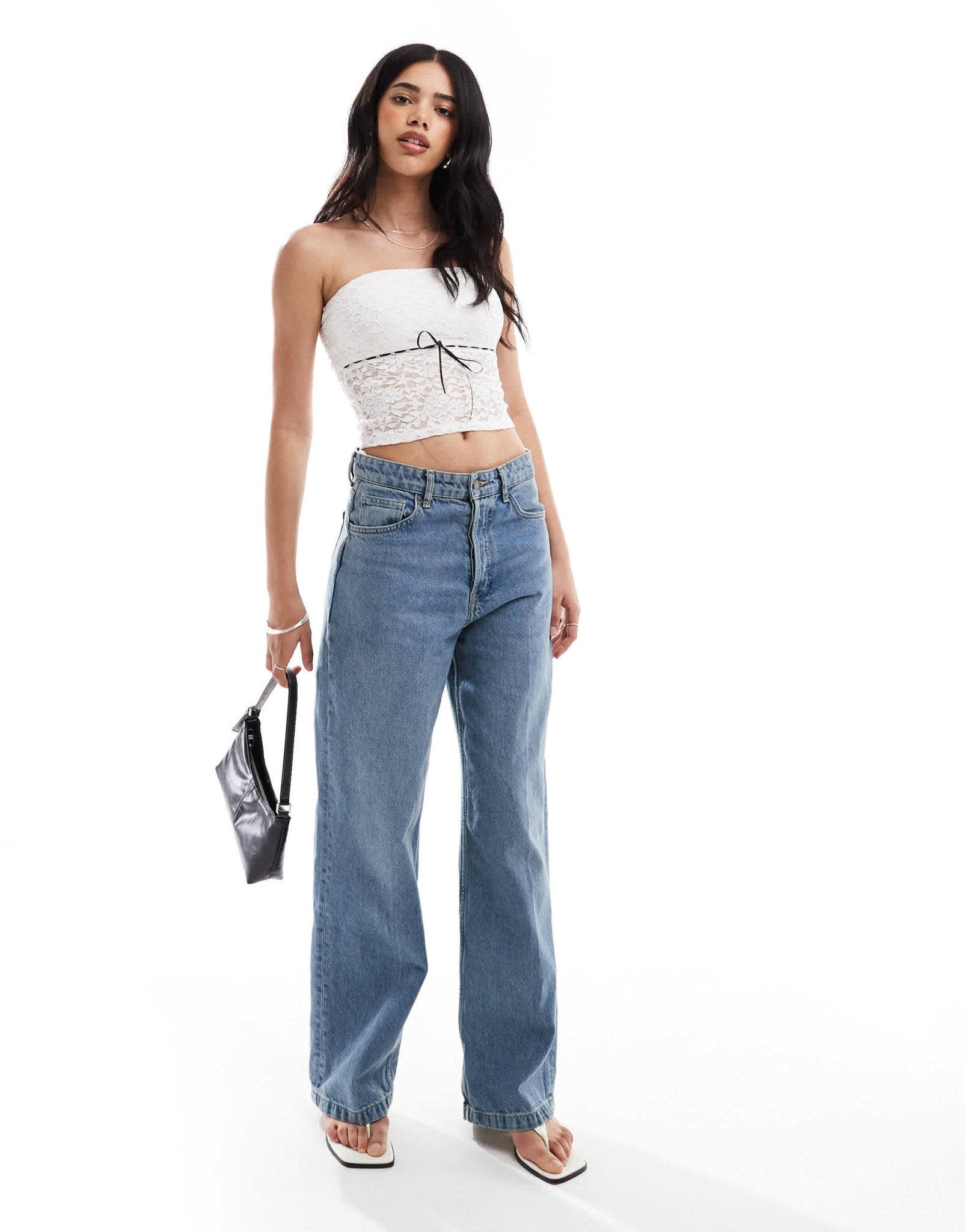 Hollister lace peplum tube top in white - ASOS Sample Sale