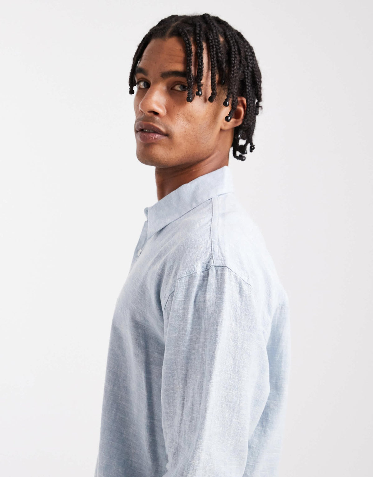 Hollister long sleeve linen shirt in blue - ASOS Sample Sale