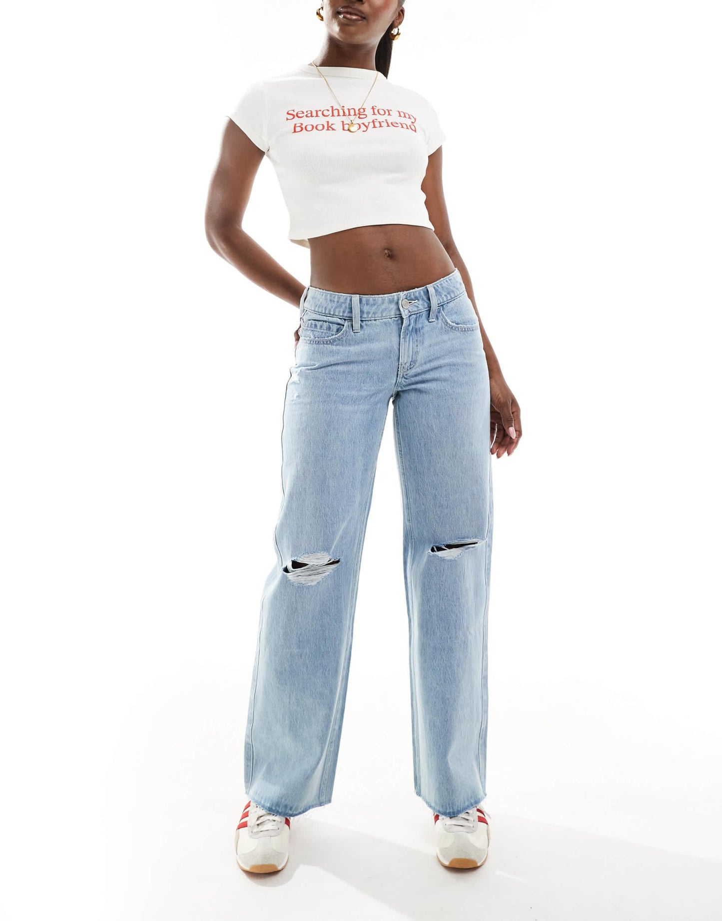 Hollister low rise baggy raw hem jeans in bleach - ASOS Sample Sale