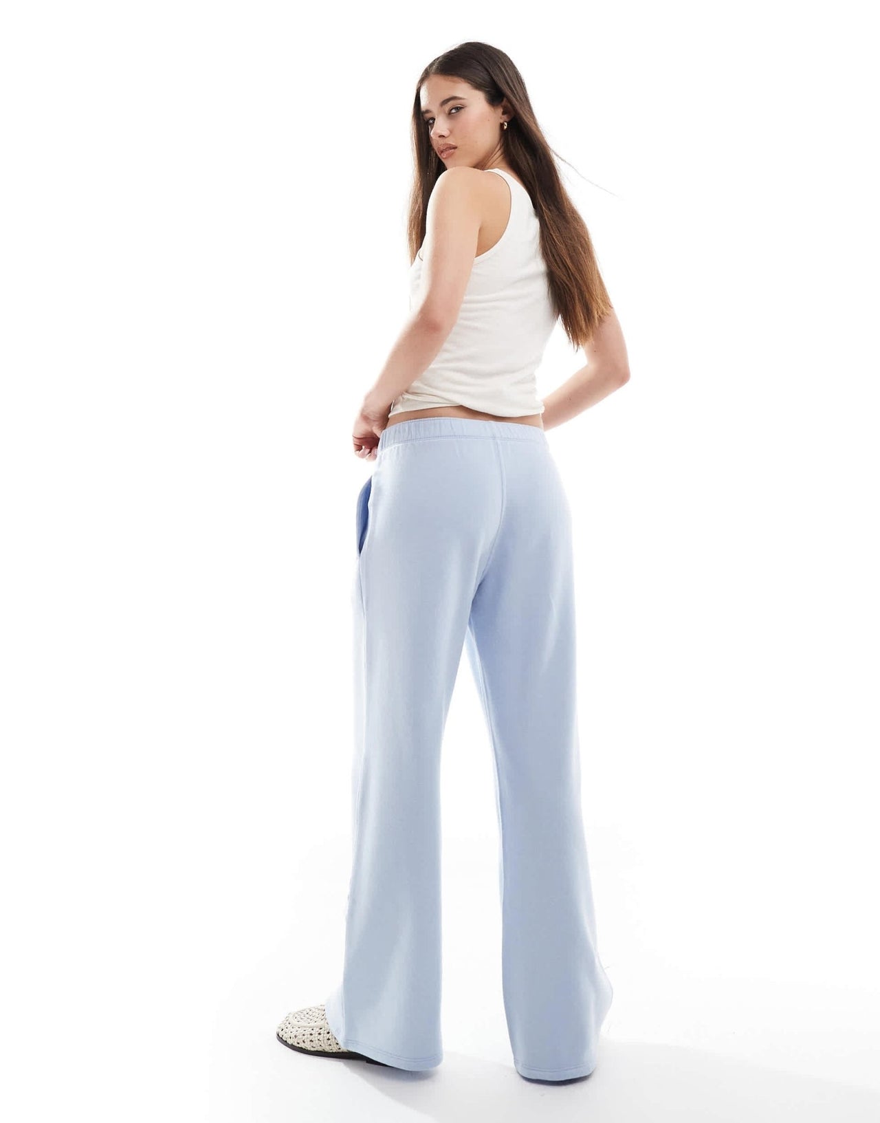 Hollister mid rise wide leg graphic joggers in baby blue - ASOS Sample Sale